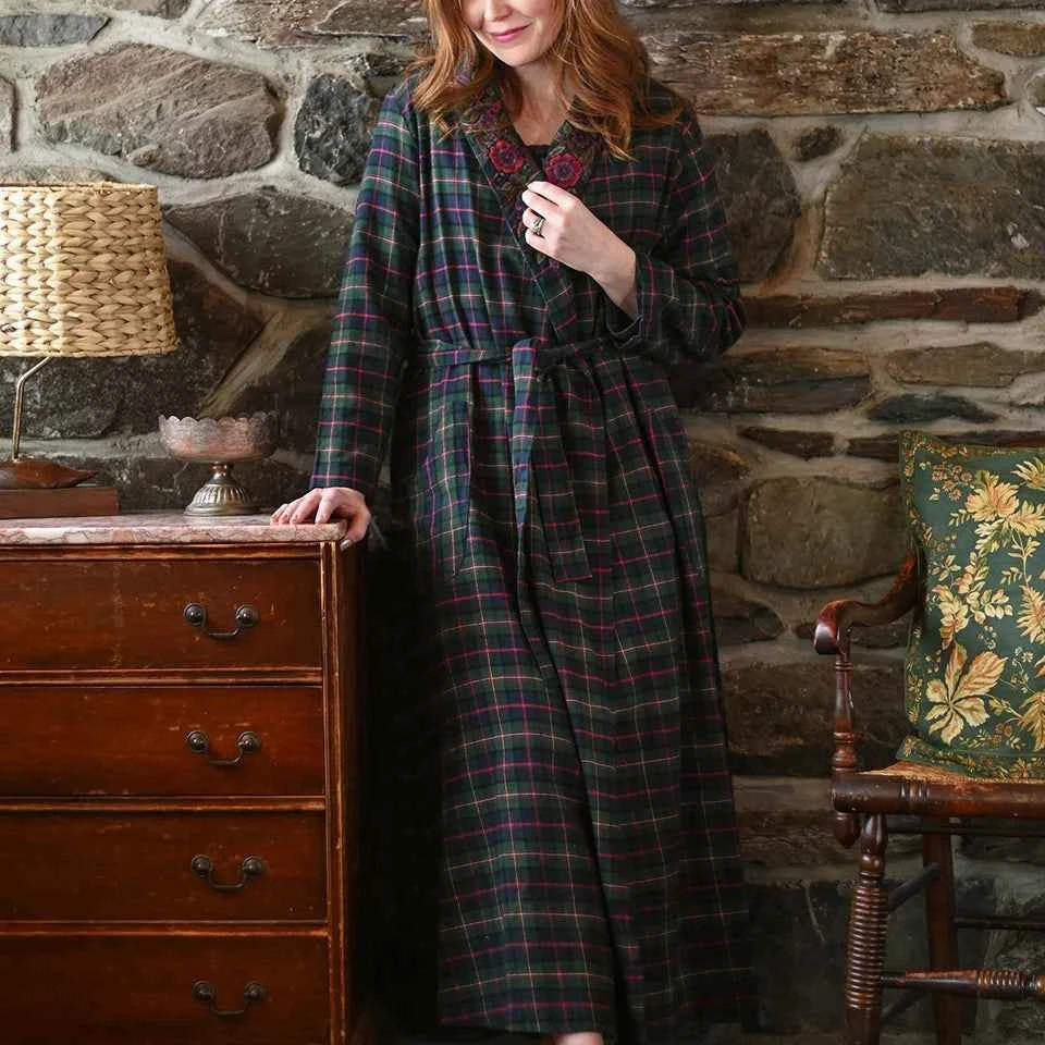 Flannel Robe Saratoga Blue Plaid