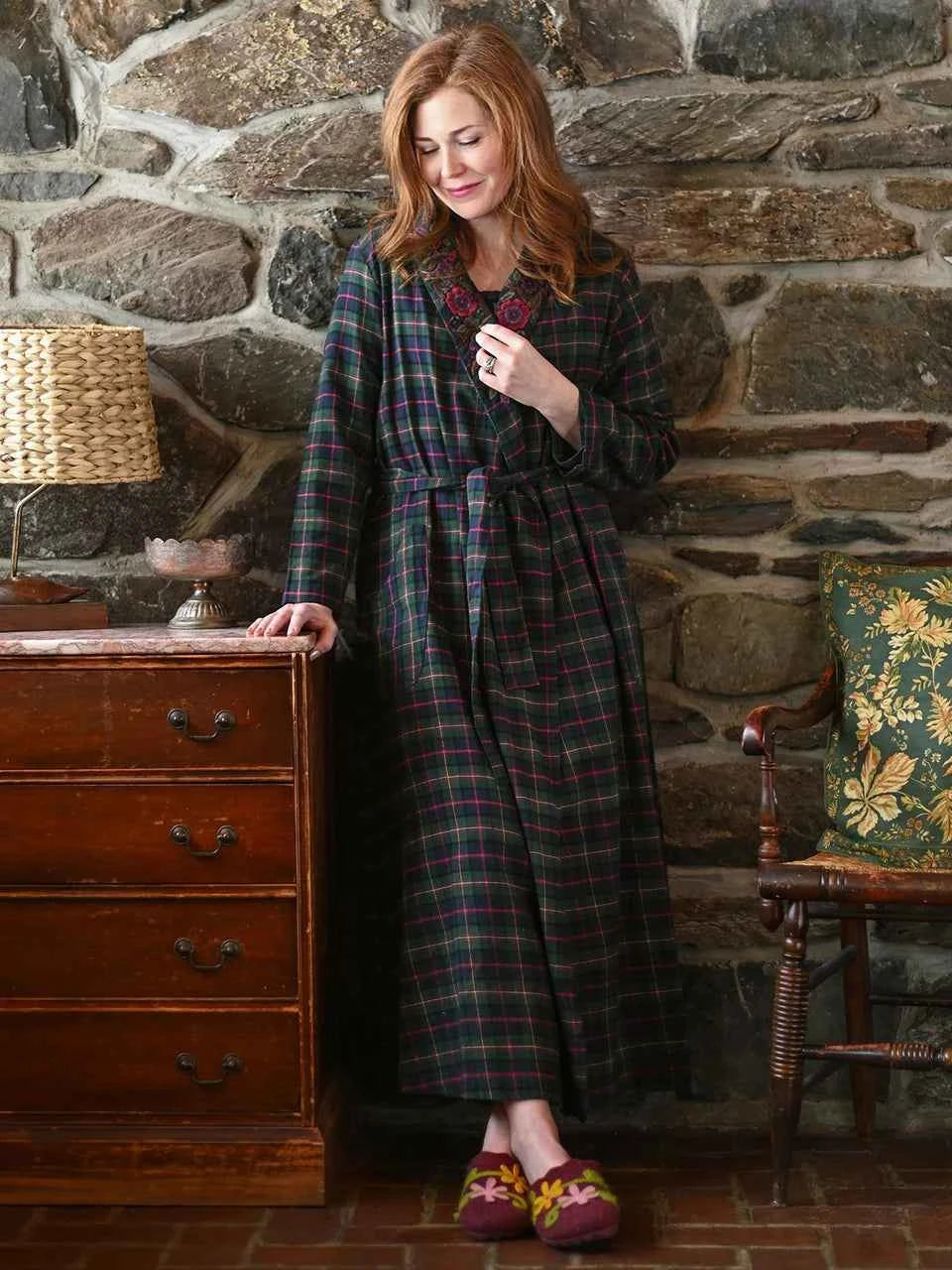 Flannel Robe Saratoga Blue Plaid
