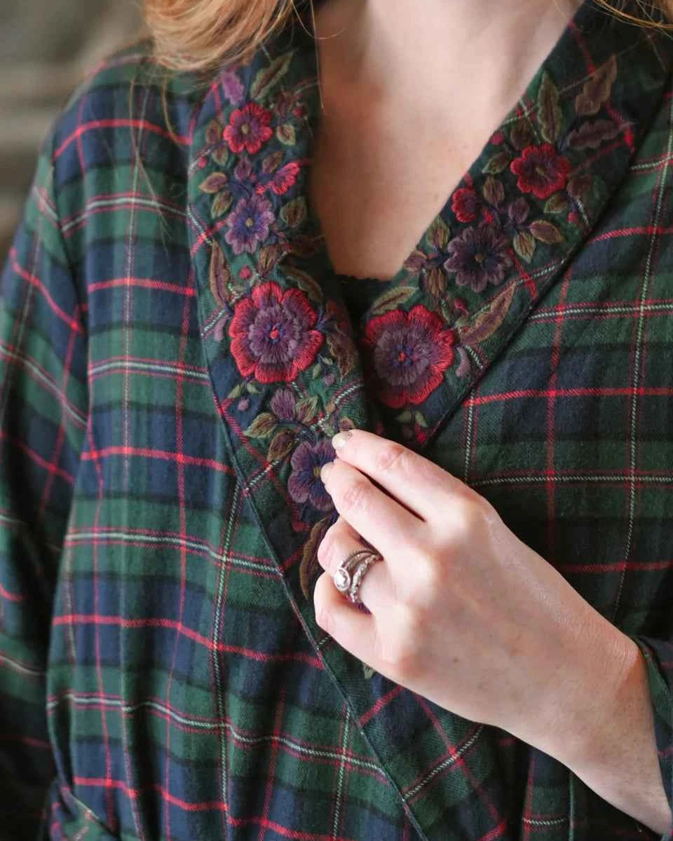 Flannel Robe Saratoga Blue Plaid