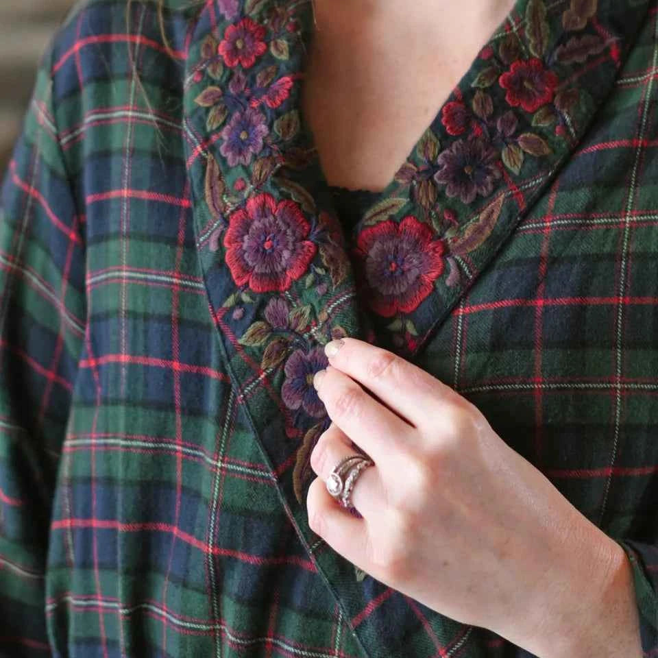 Flannel Robe Saratoga Blue Plaid