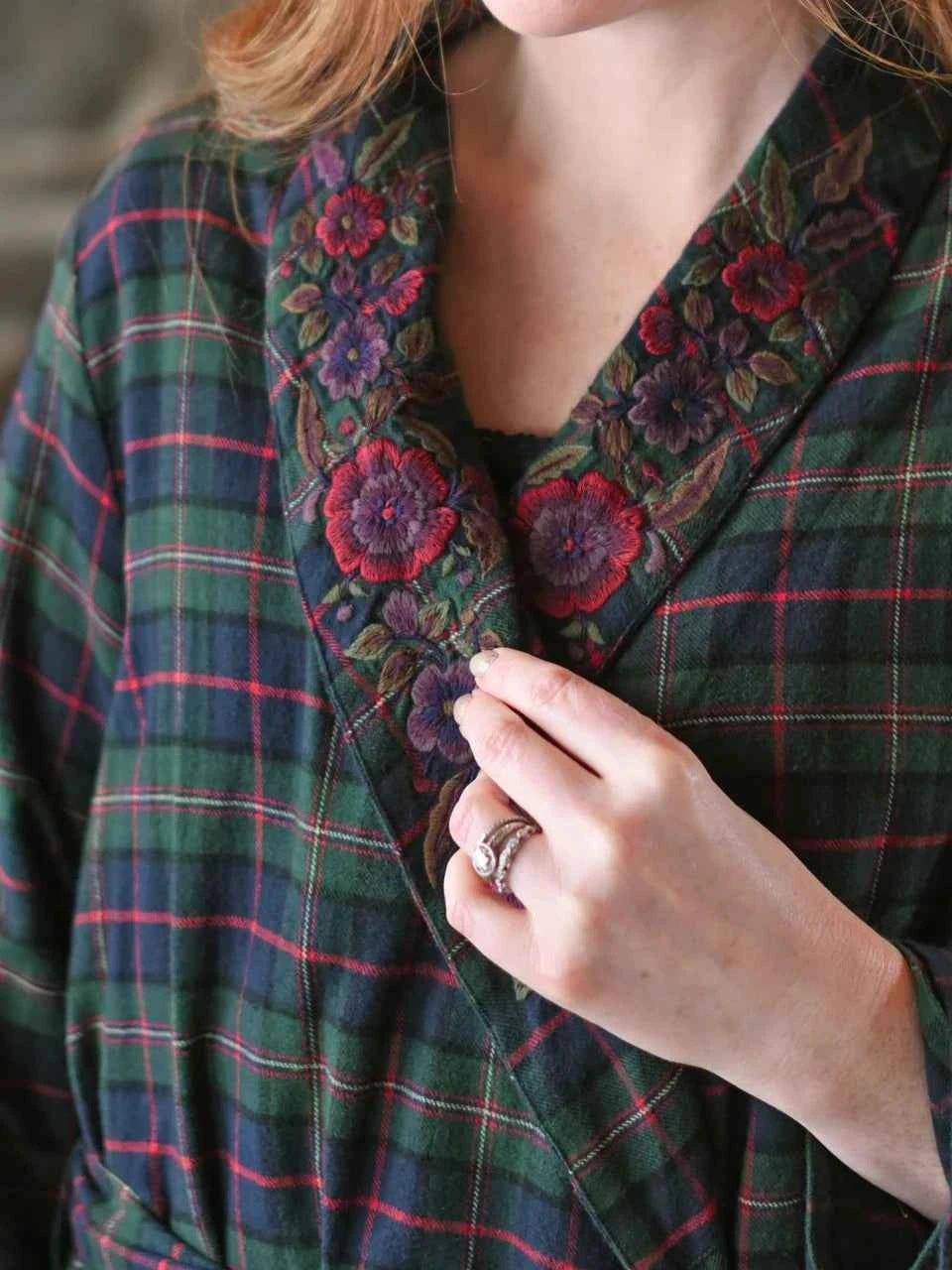Flannel Robe Saratoga Blue Plaid