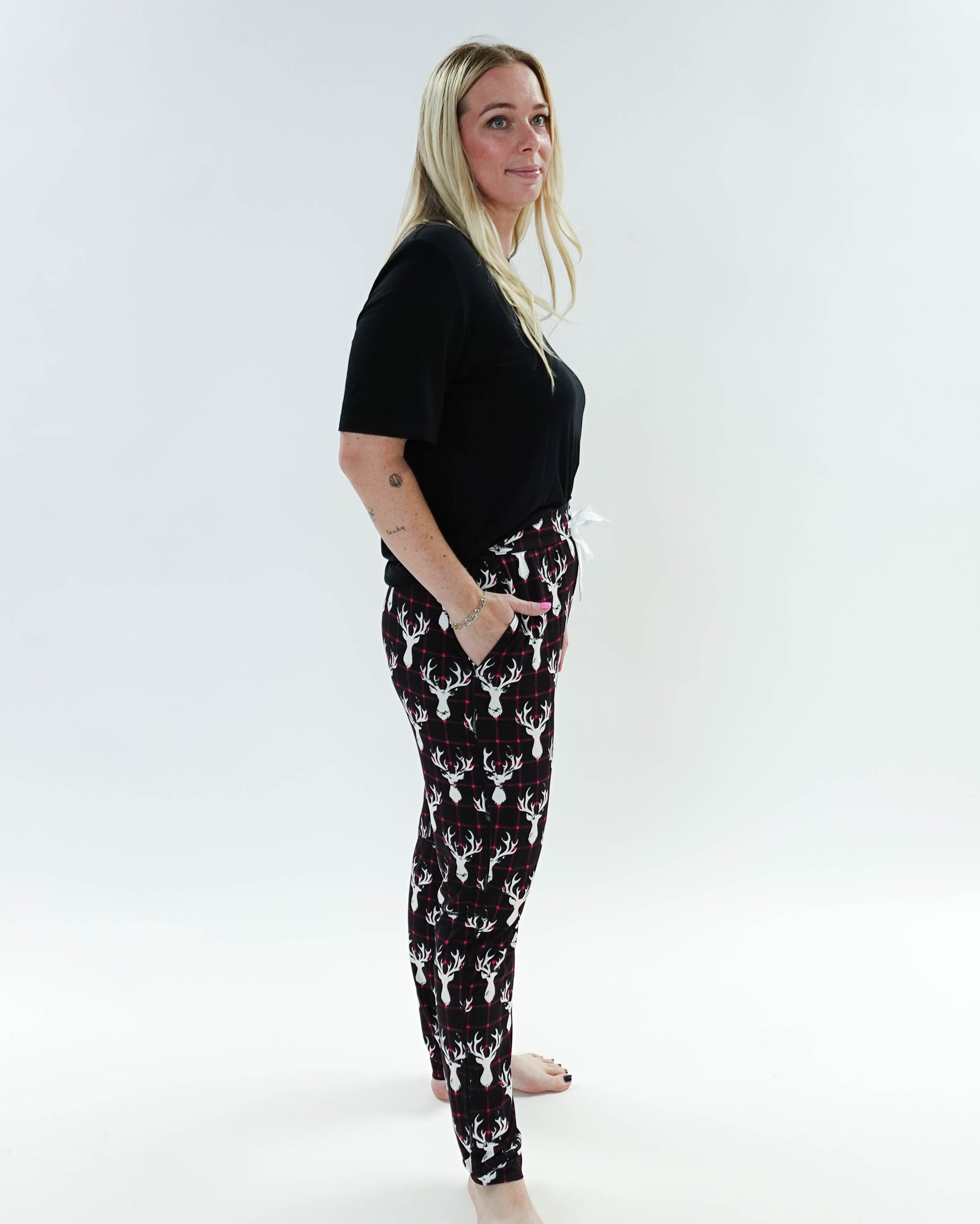 unisex deer plaid printed bamboo jogger bob's sleepwear co