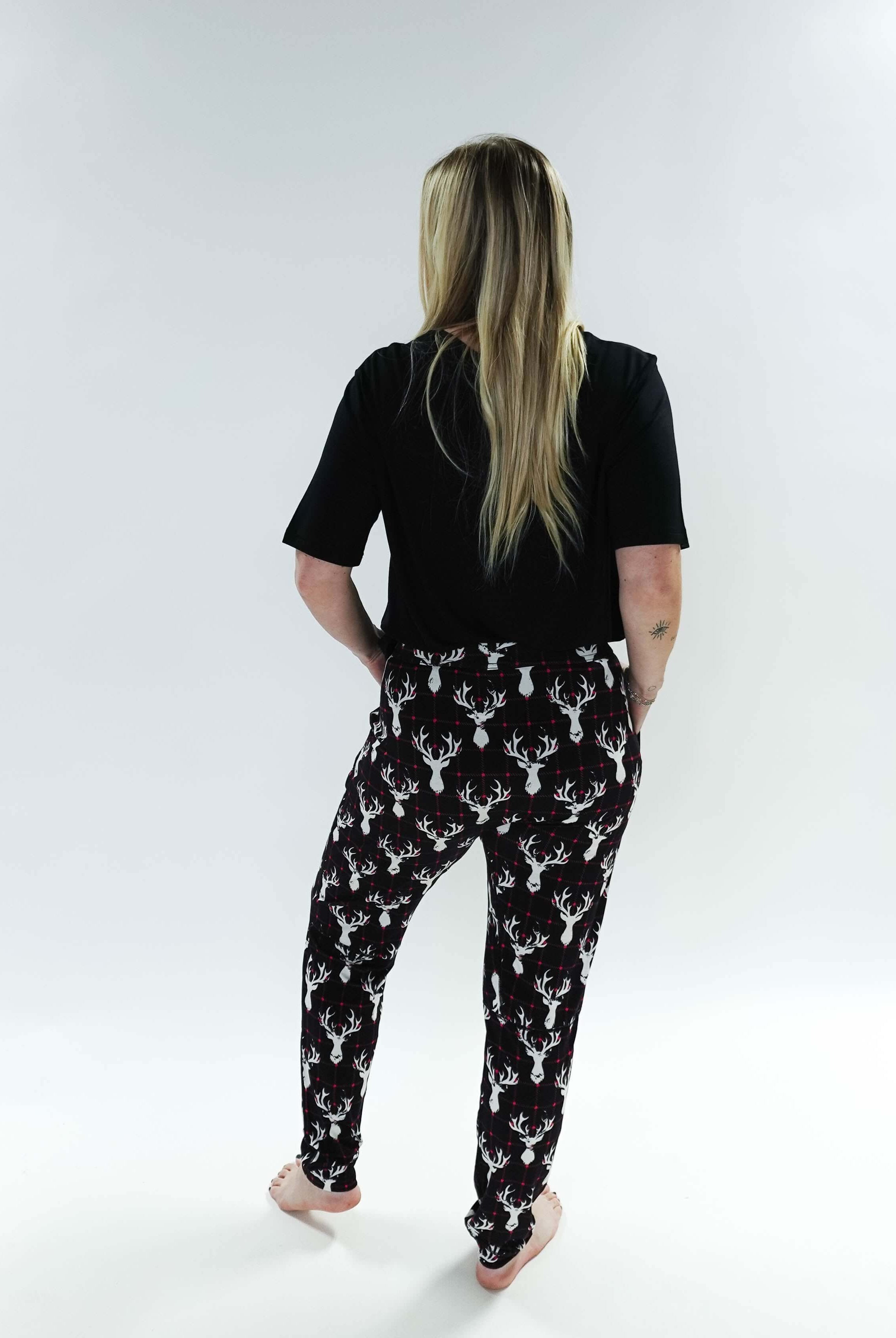 unisex deer plaid printed bamboo jogger bob's sleepwear co