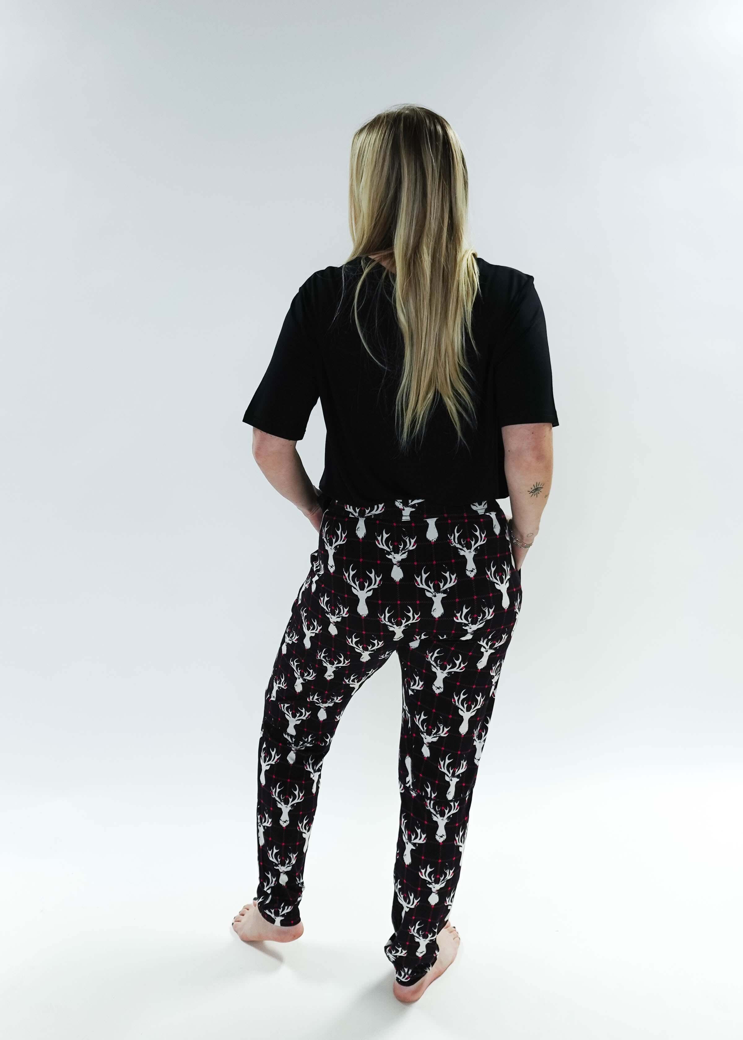 unisex deer plaid printed bamboo jogger bob's sleepwear co