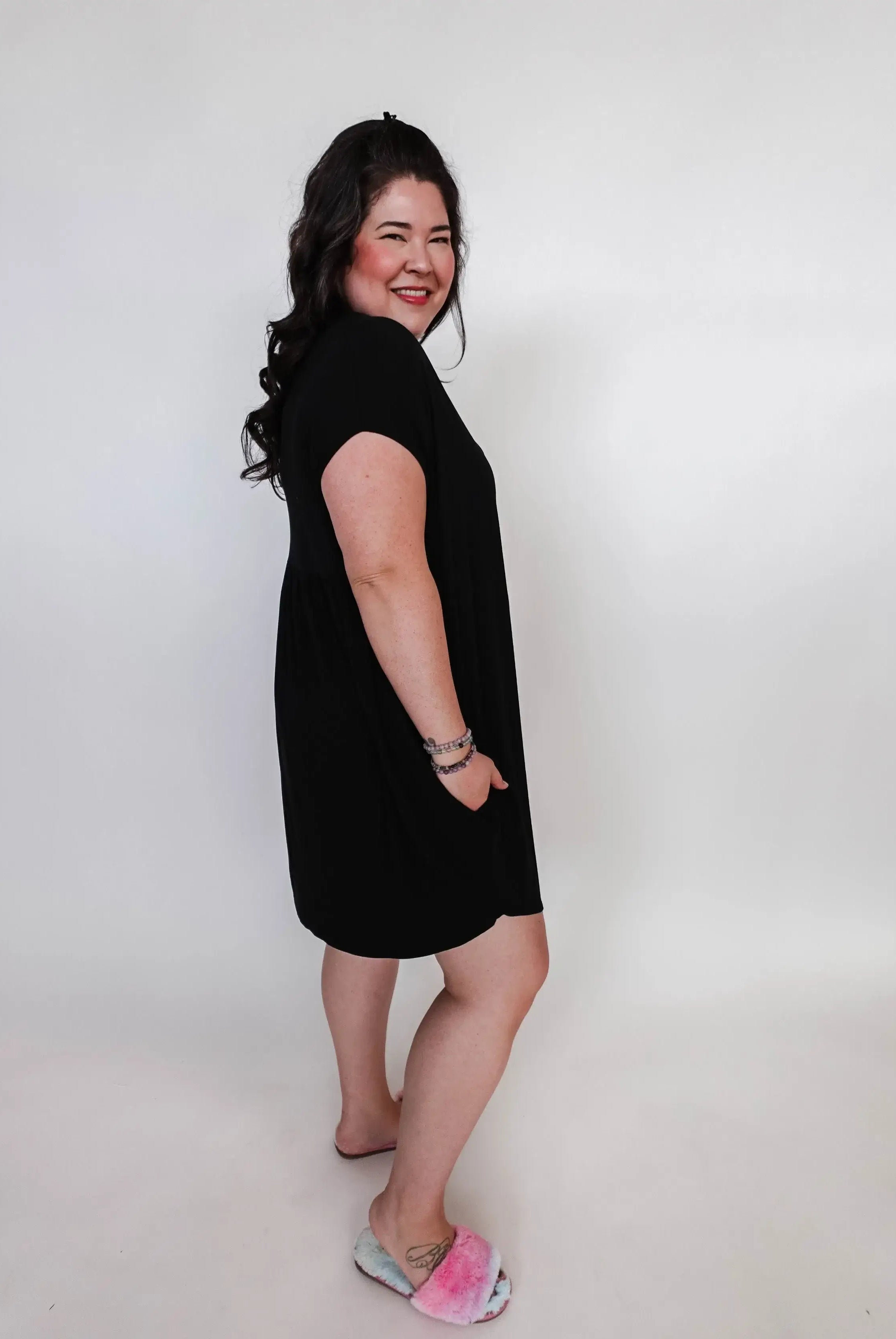 Dress Pleated with Pockets - Bamboo | Black Beauty