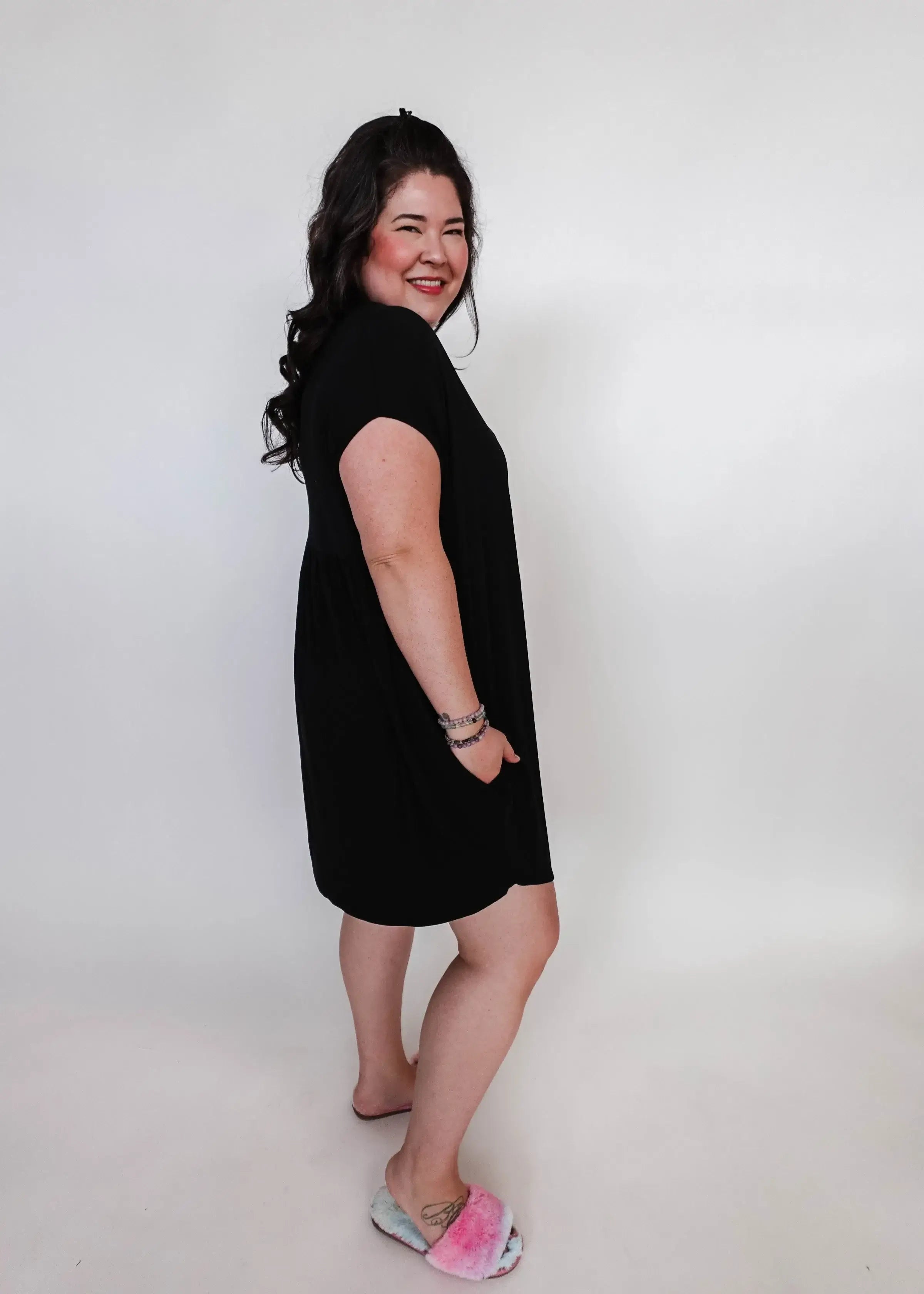 Dress Pleated with Pockets - Bamboo | Black Beauty