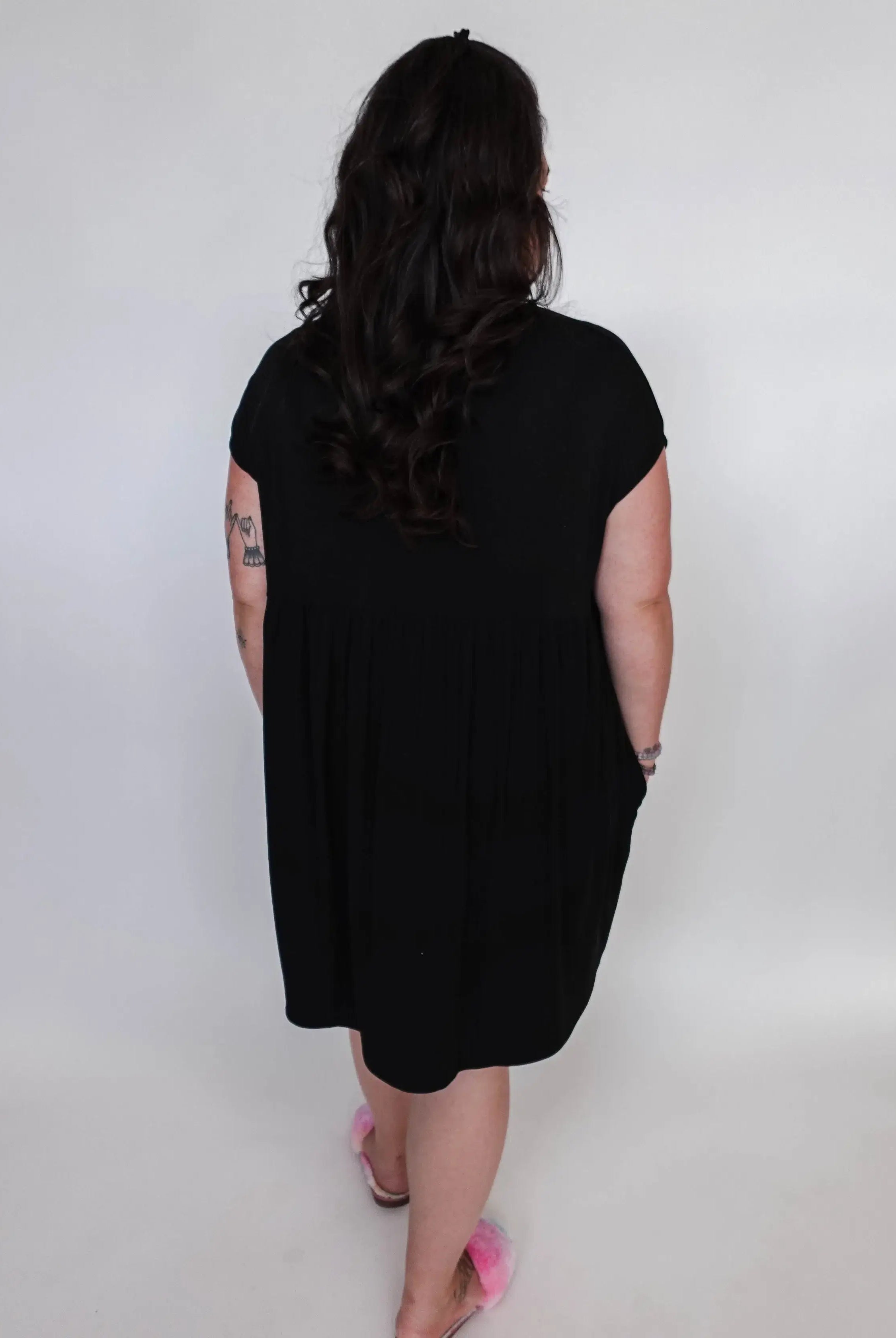 Dress Pleated with Pockets - Bamboo | Black Beauty