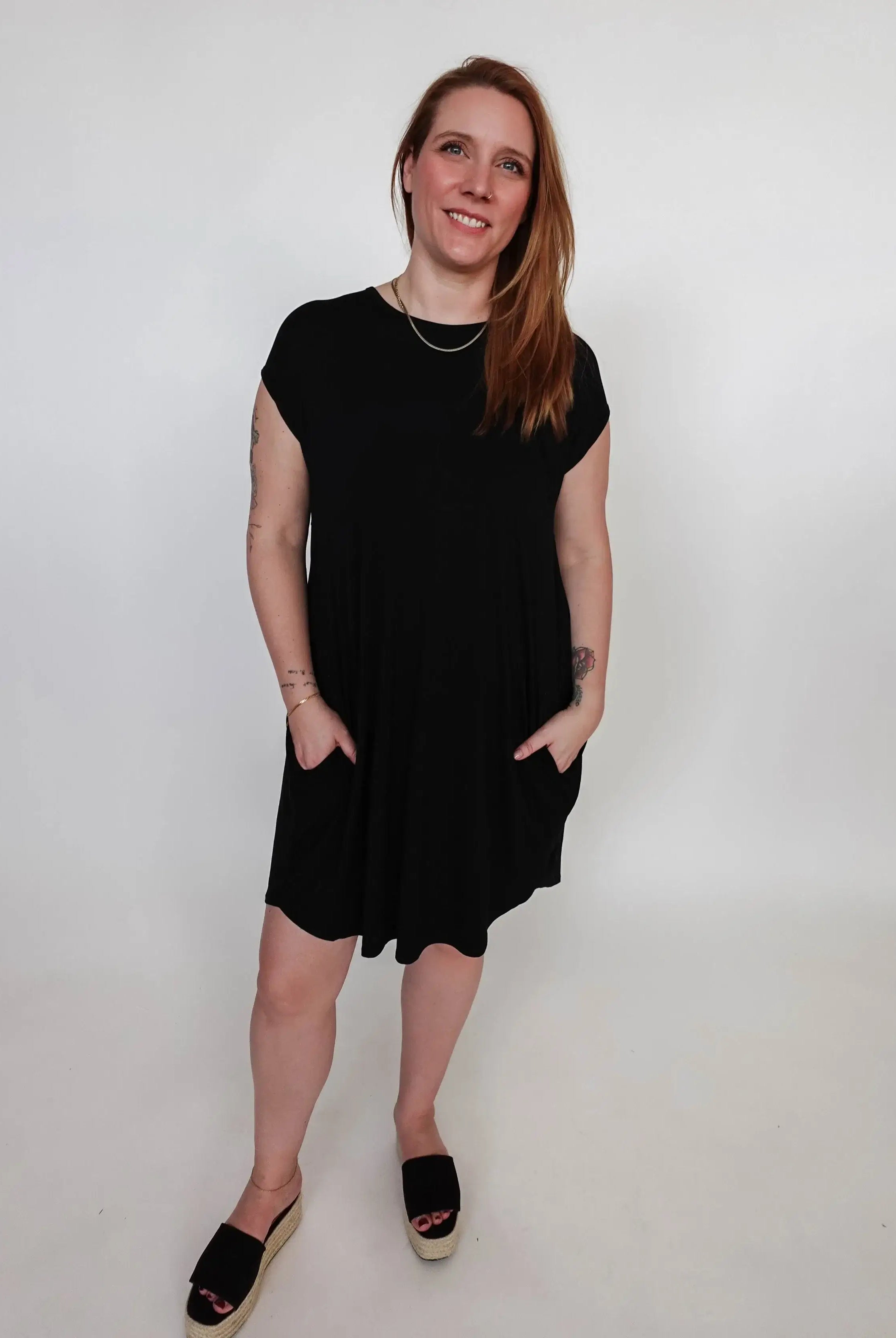 Dress Pleated with Pockets - Bamboo | Black Beauty