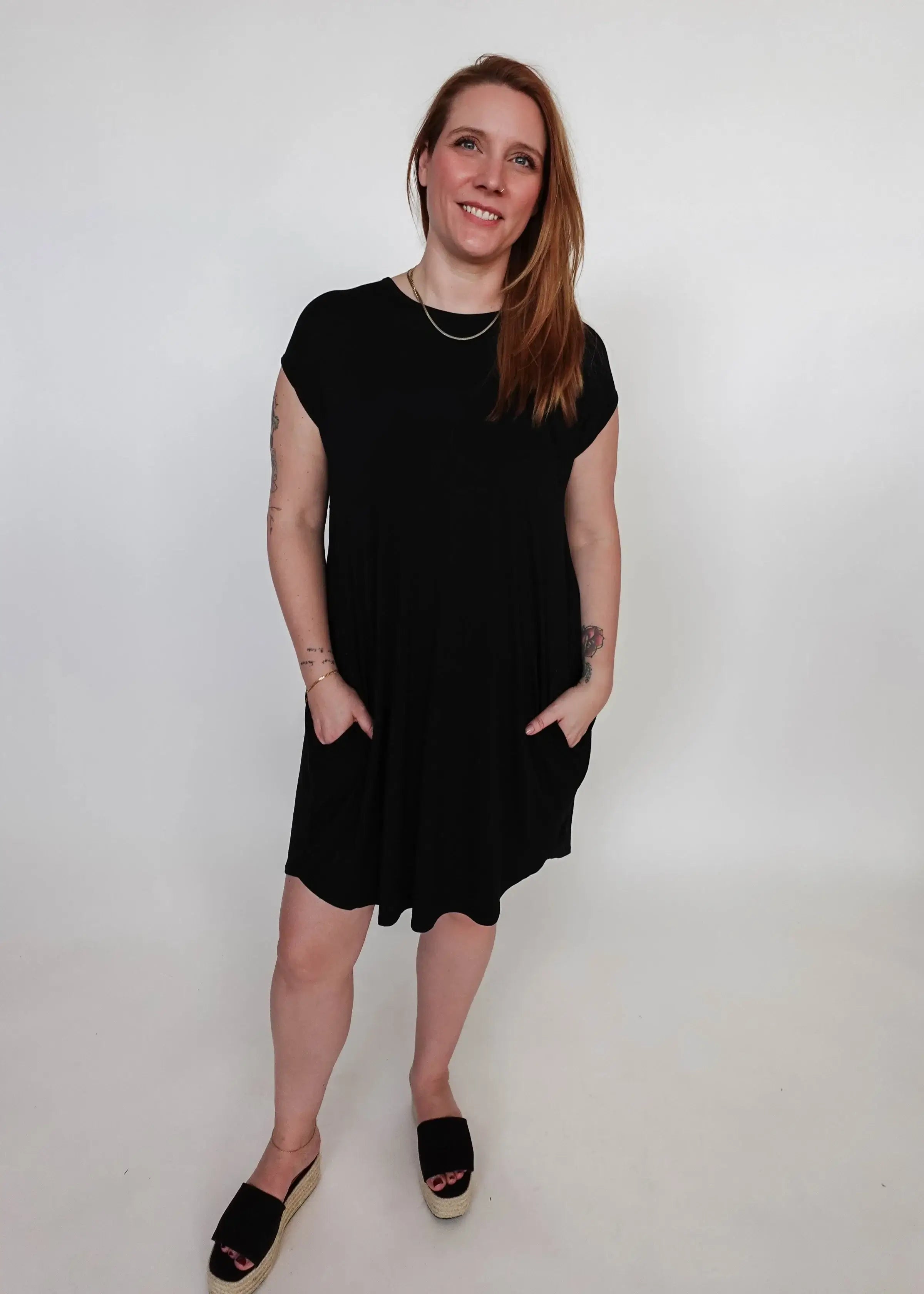 Dress Pleated with Pockets - Bamboo | Black Beauty