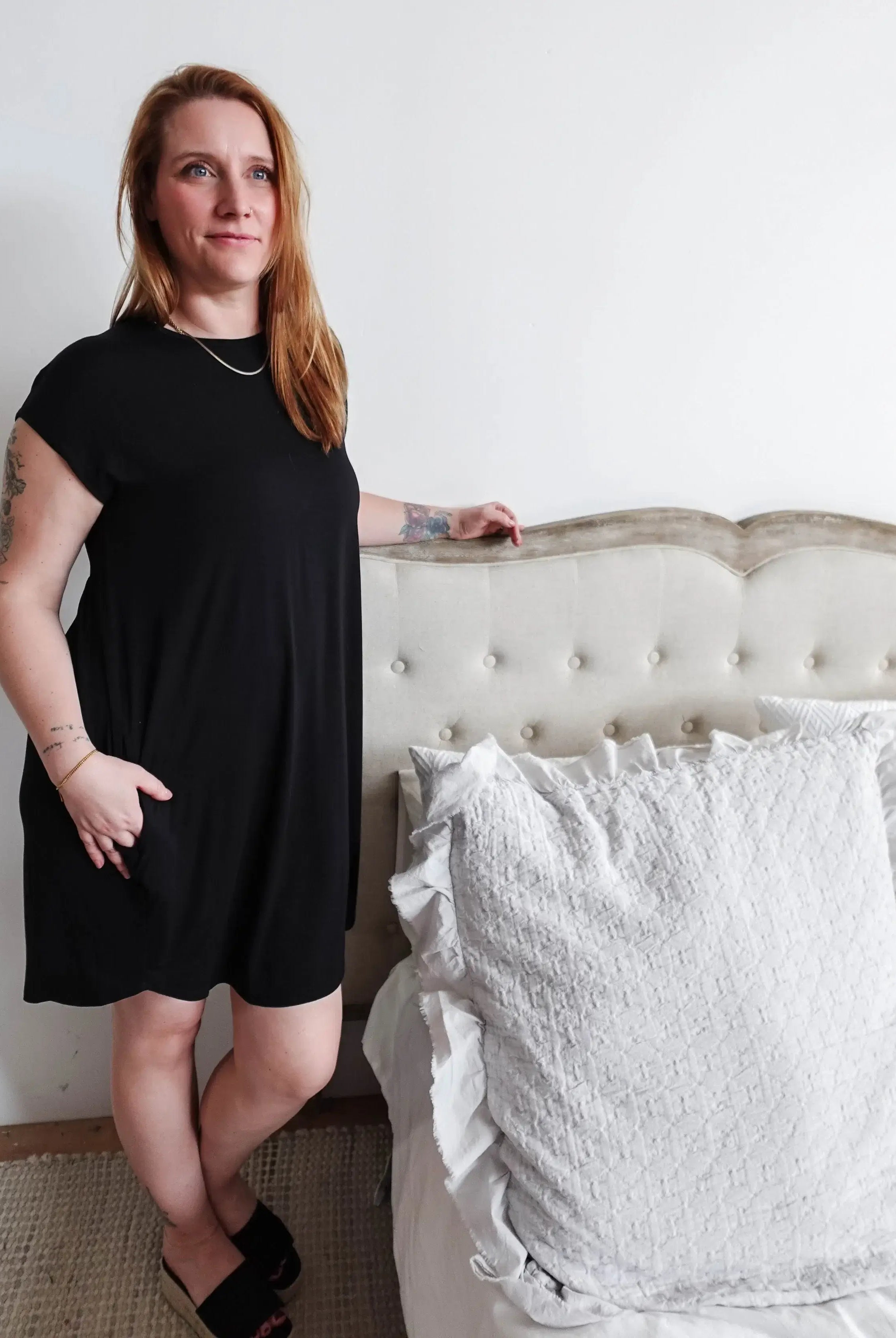 Black Beauty Dress Pleated with Pockets Bamboo | Georgia Rylan