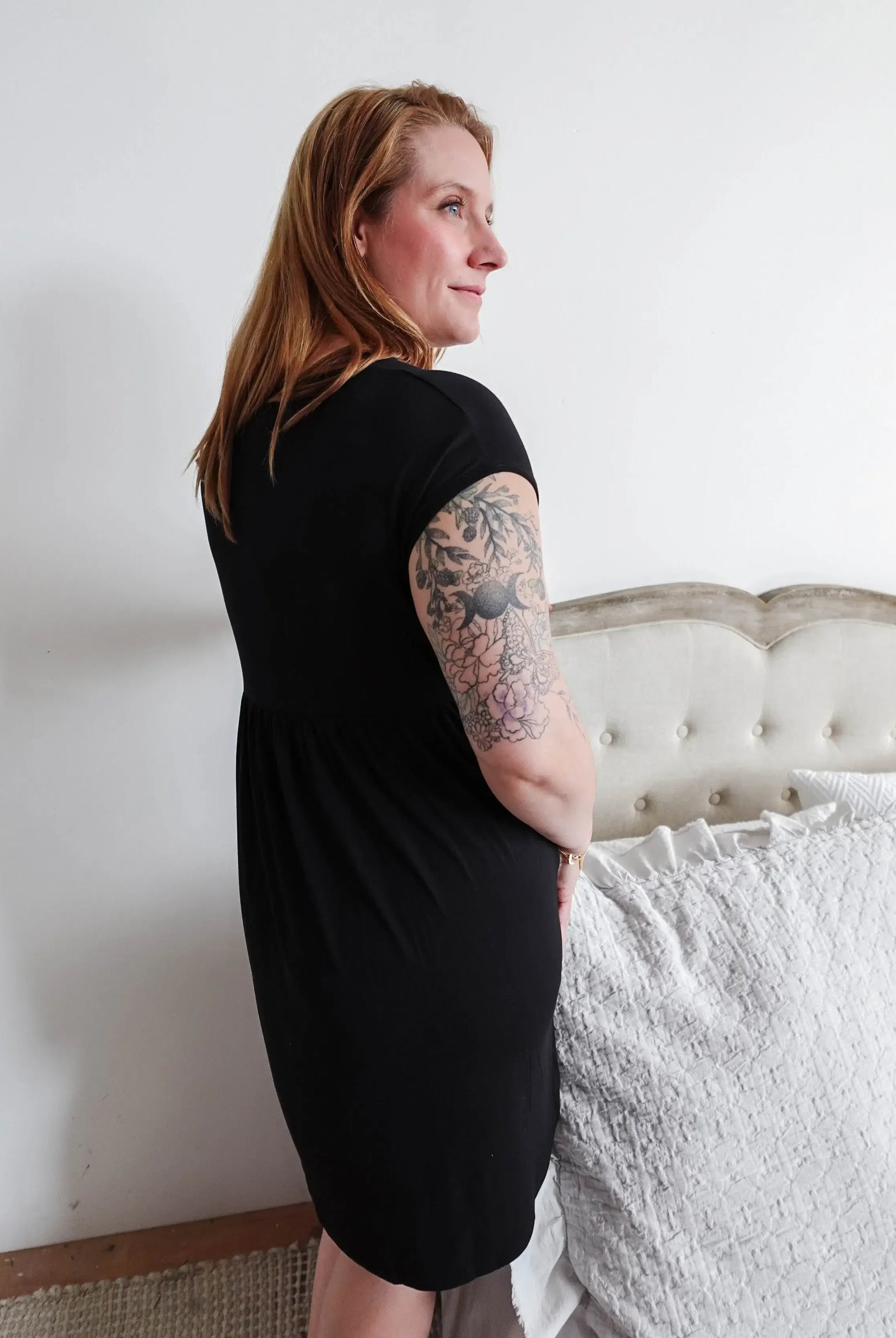 Dress Pleated with Pockets - Bamboo | Black Beauty