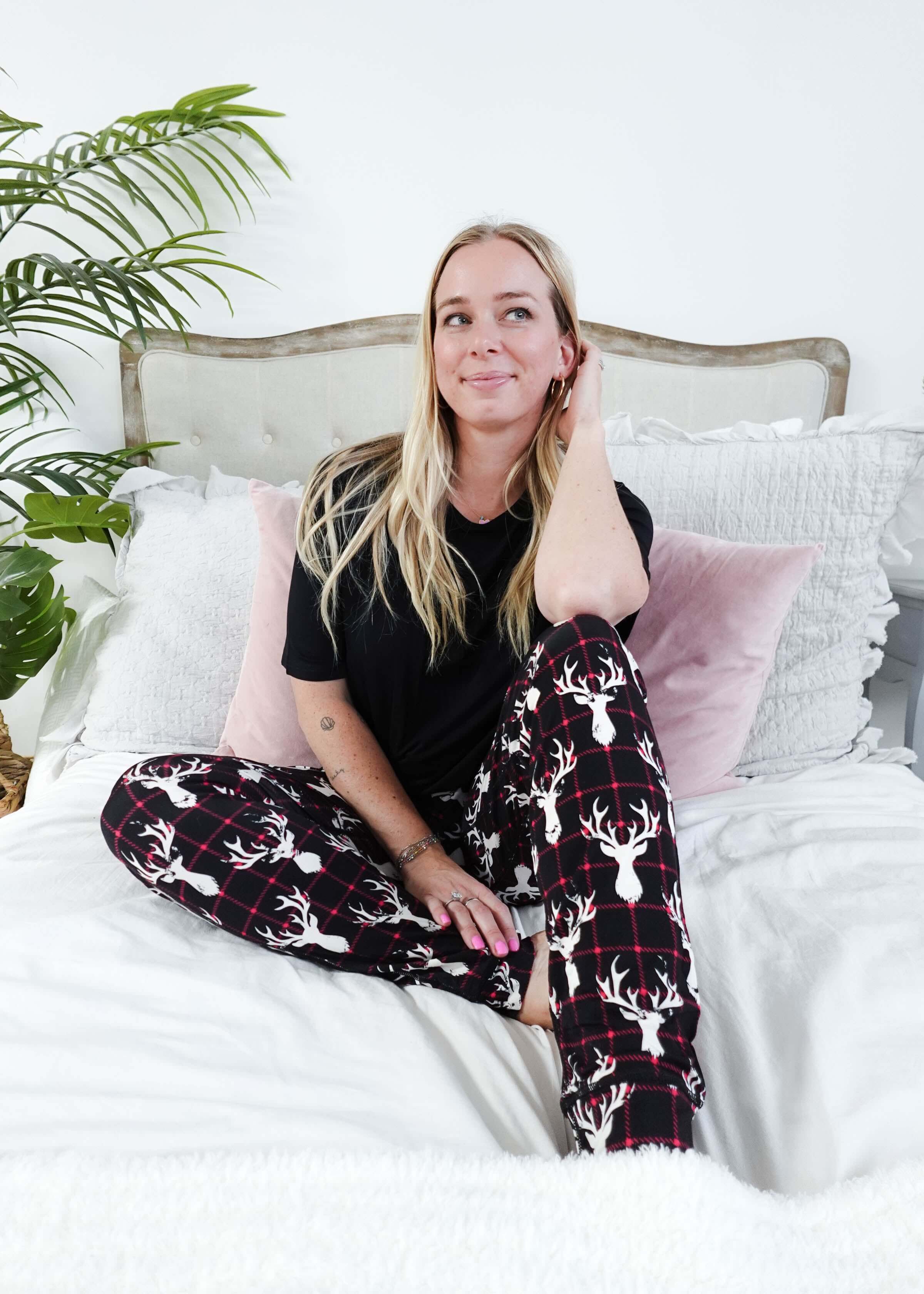 unisex deer plaid printed bamboo jogger bob's sleepwear co