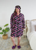 Short Bamboo Wrap Robe with Pockets Dreamy Blooms