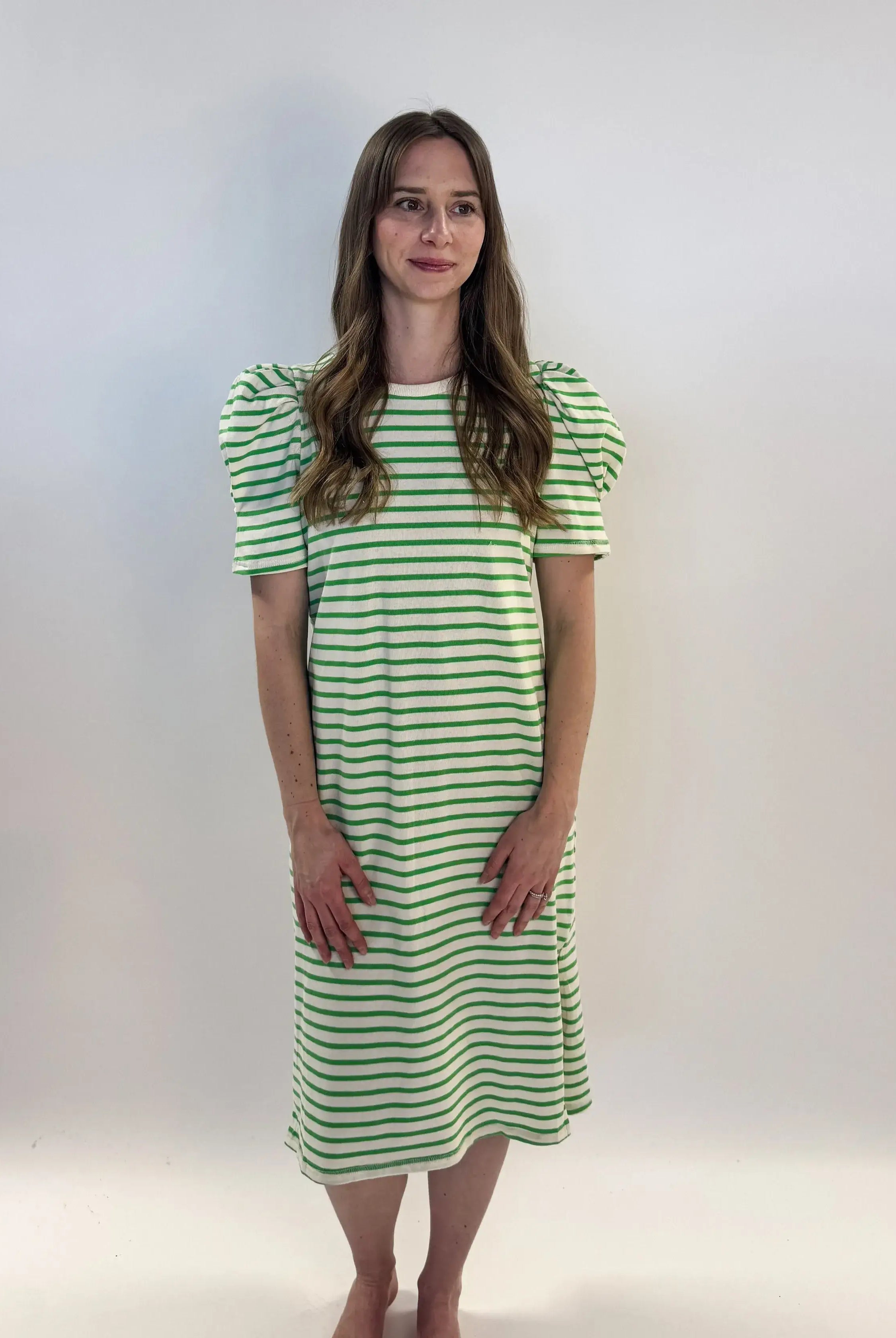Dress Puff Sleeve Jersey Kelly Green