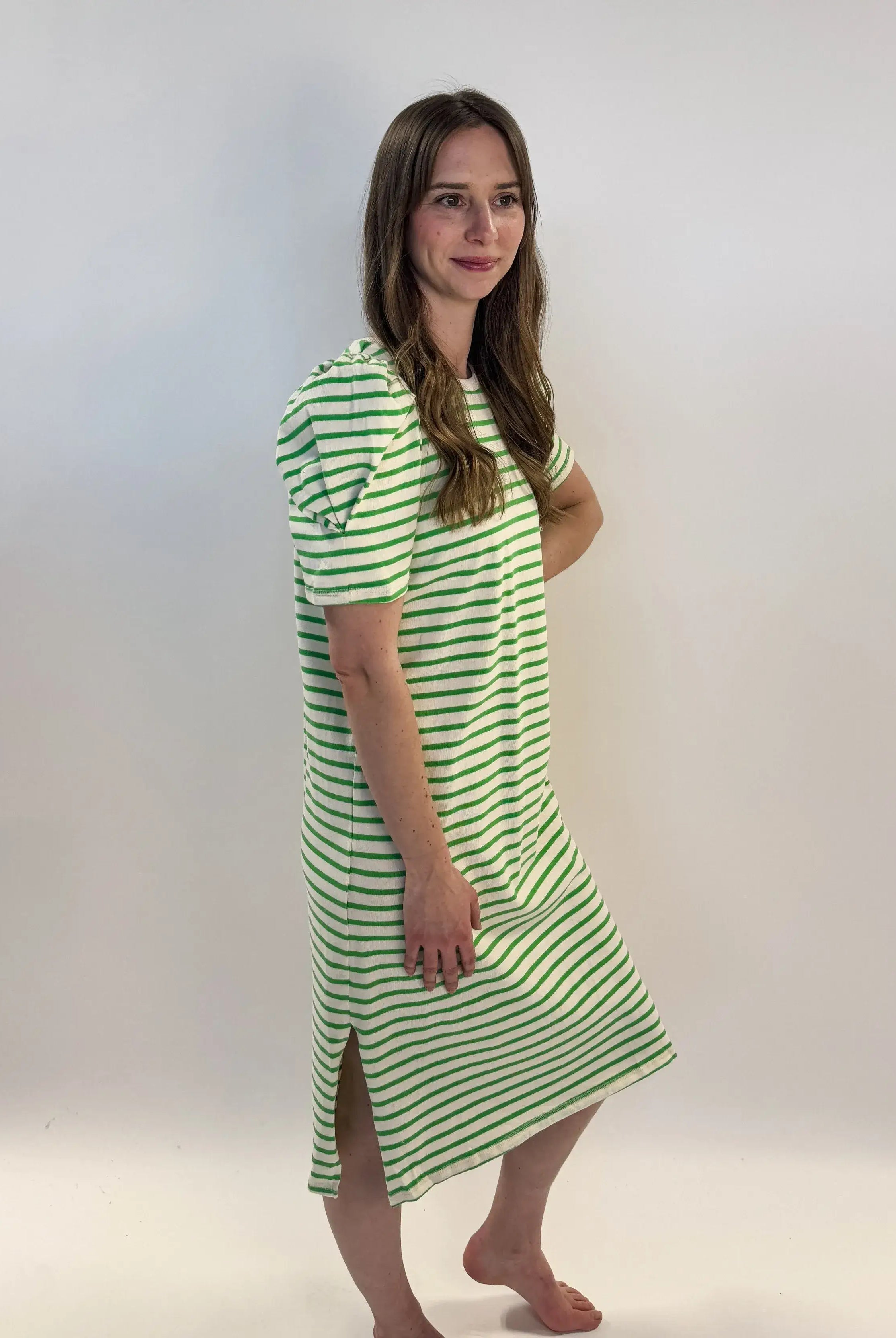 Dress Puff Sleeve Jersey Kelly Green