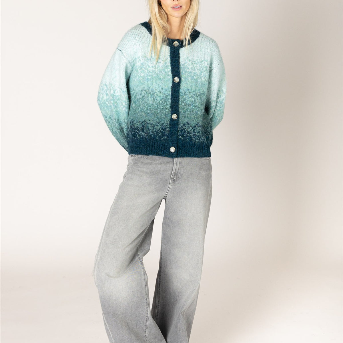 Lyla & Luxe ELLIE Cardigan | Teal Fade Ombré | Eco-Knit | Open Front - Cloud Nine Pajamas
