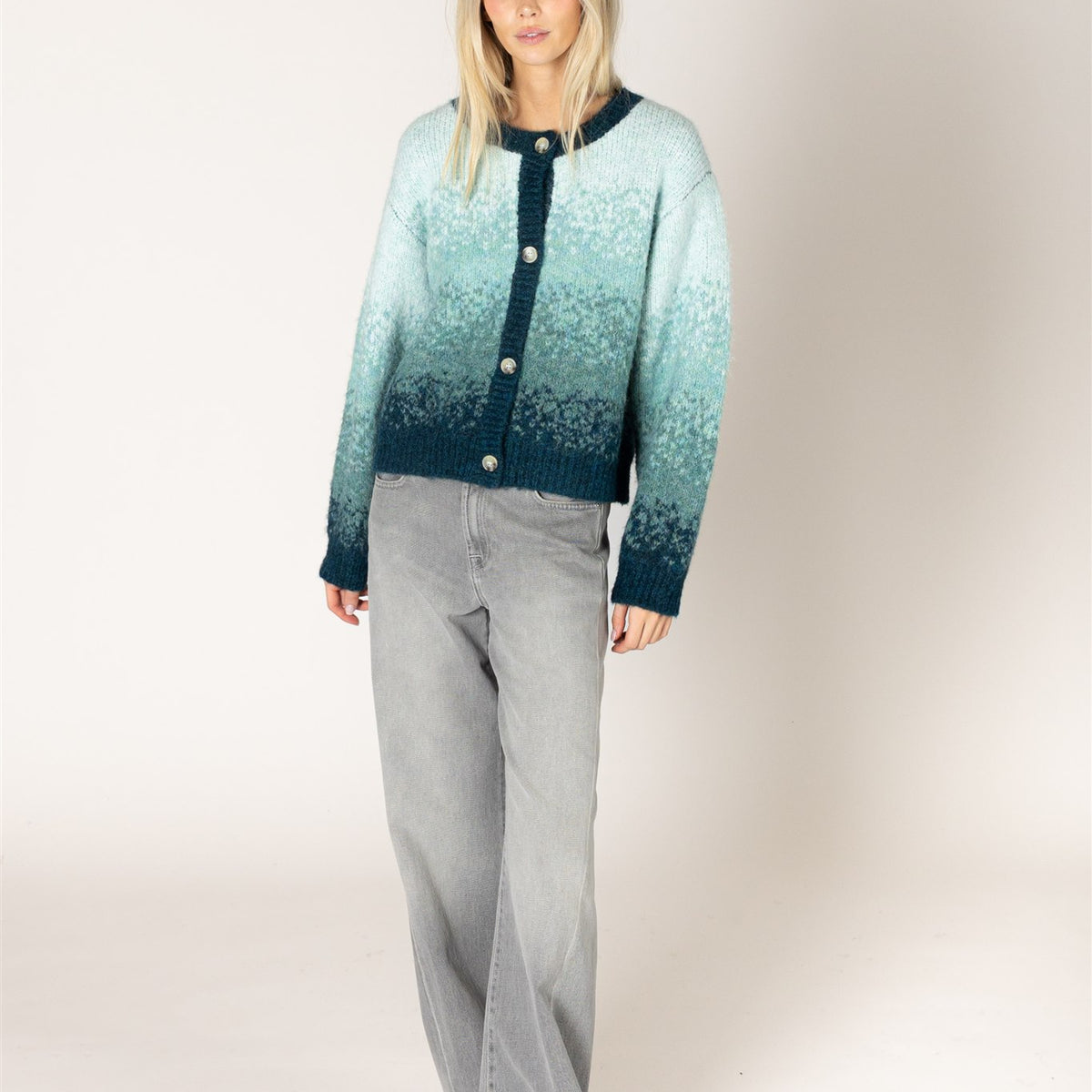 Lyla & Luxe ELLIE Cardigan | Teal Fade Ombré | Eco-Knit | Open Front - Cloud Nine Pajamas