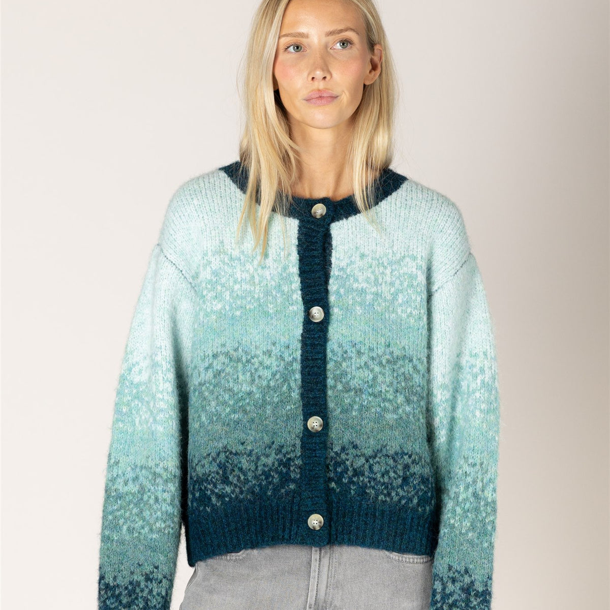 Lyla & Luxe ELLIE Cardigan | Teal Fade Ombré | Eco-Knit | Open Front - Cloud Nine Pajamas