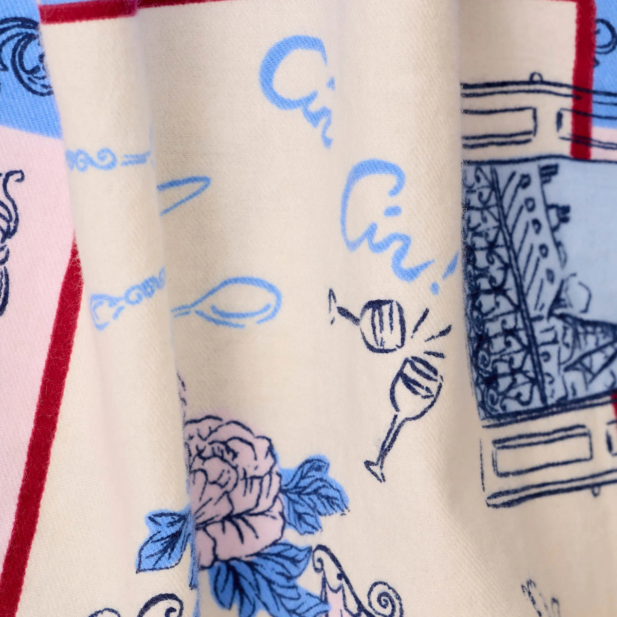 PJ Salvage Allons-Y Dove Blue flannel swatch — Cloud Nine Pajamas