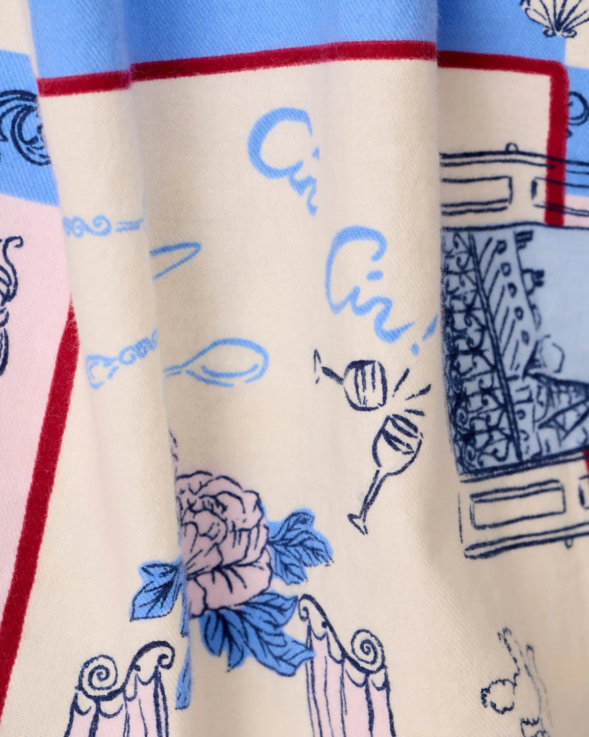 PJ Salvage Allons-Y Dove Blue flannel swatch — Cloud Nine Pajamas