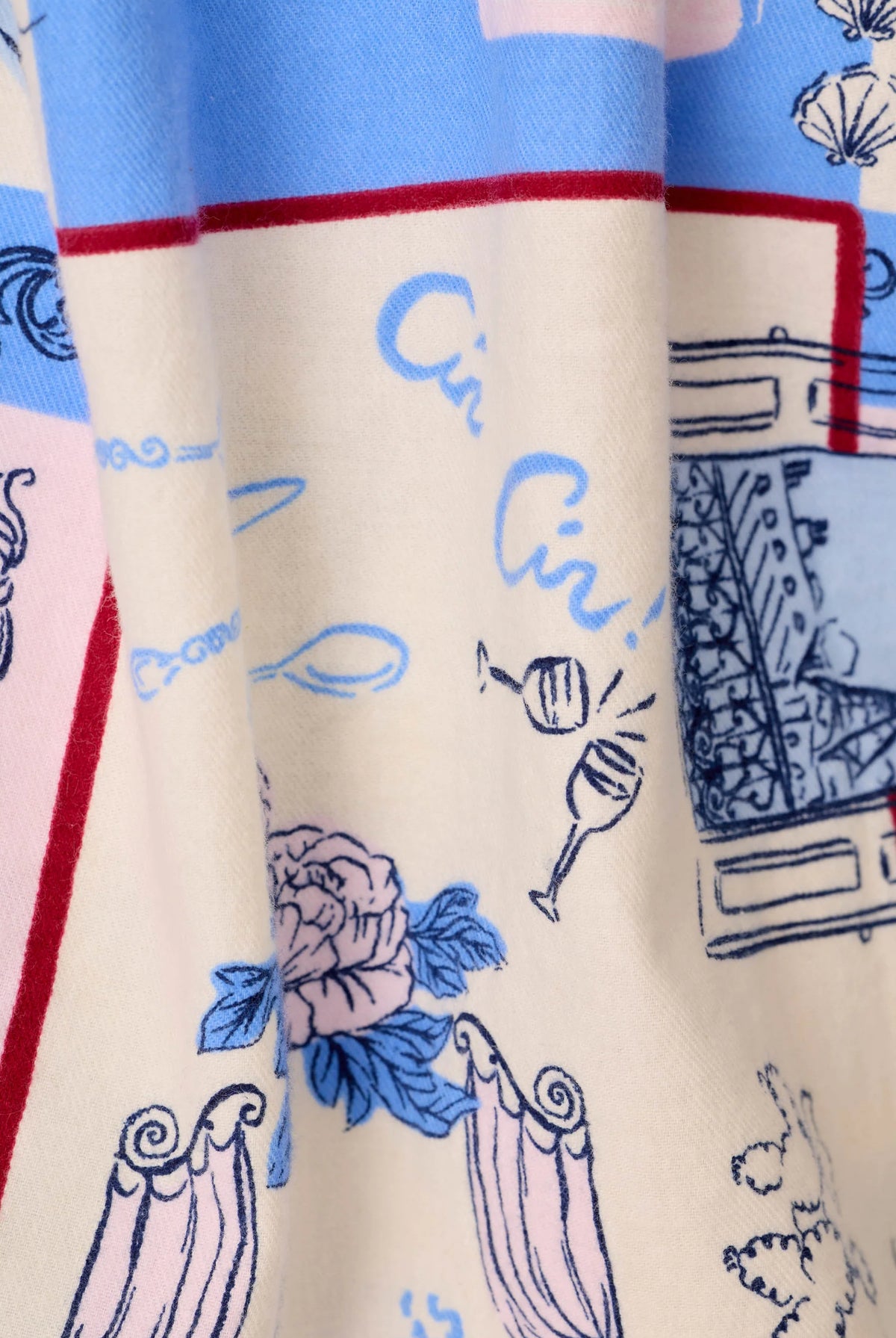 PJ Salvage Allons-Y Dove Blue flannel swatch — Cloud Nine Pajamas
