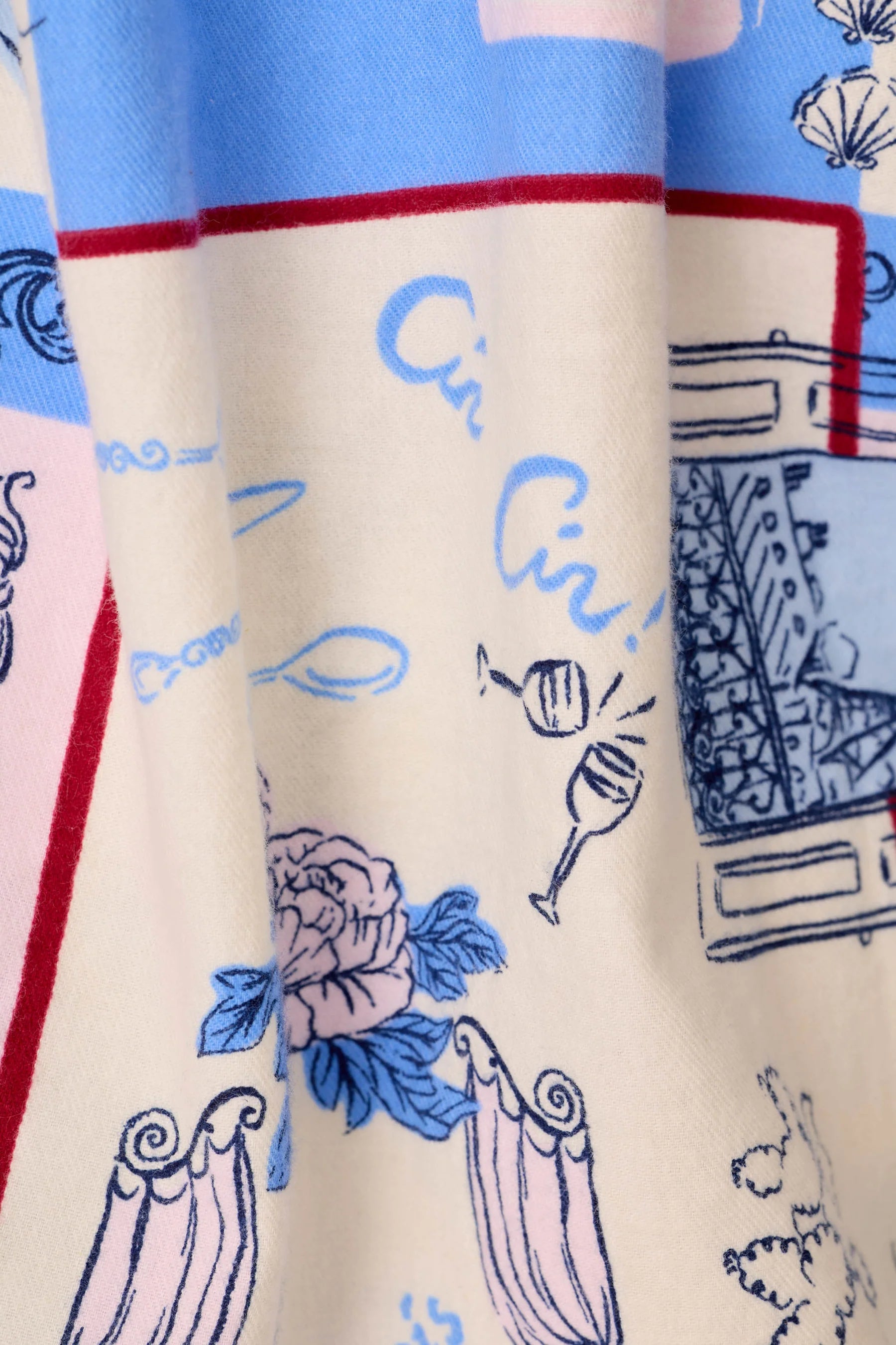 PJ Salvage Allons-Y Dove Blue flannel swatch — Cloud Nine Pajamas