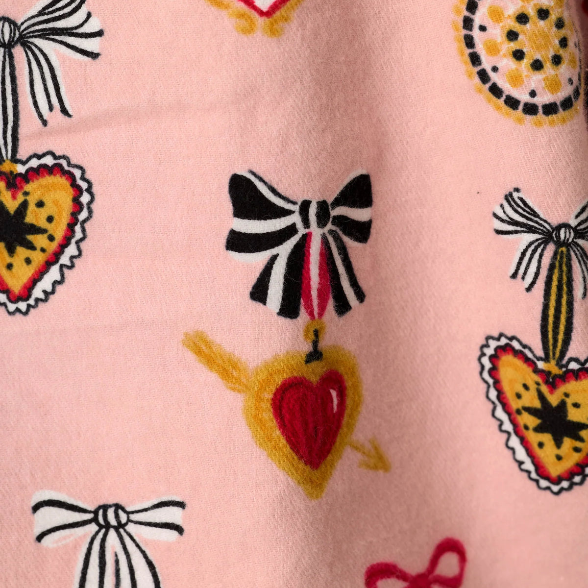 PJ Salvage Amour Iced Rose pale pink flannel fabric swatch — Cloud Nine Pajamas