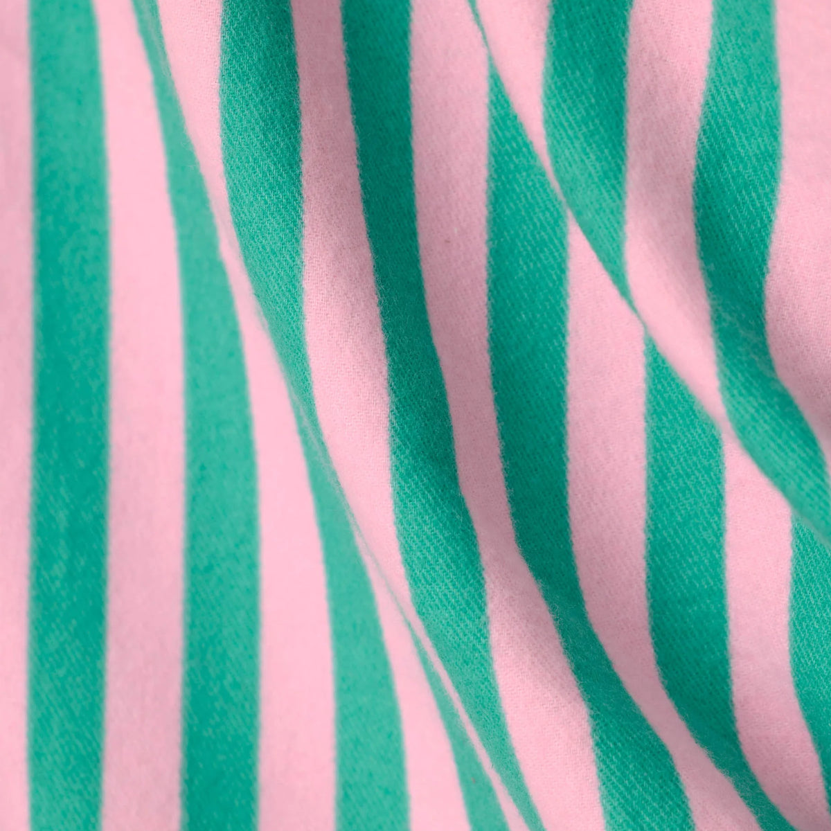 PJ Salvage Ski Bunny Icon Green Pink Tender Pink flannel fabric swatch — Cloud Nine Pajamas