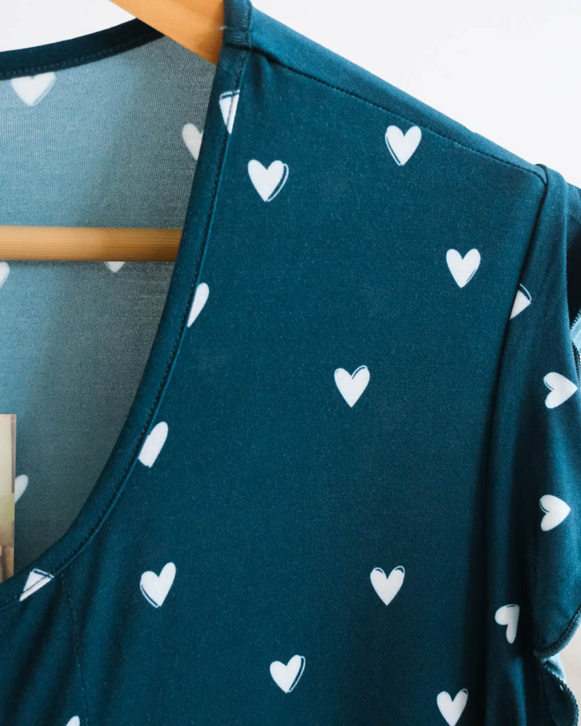 Georgia Rylan Sweetheart Slumber Nightgown flutter sleeve detail — Cloud Nine Pajamas