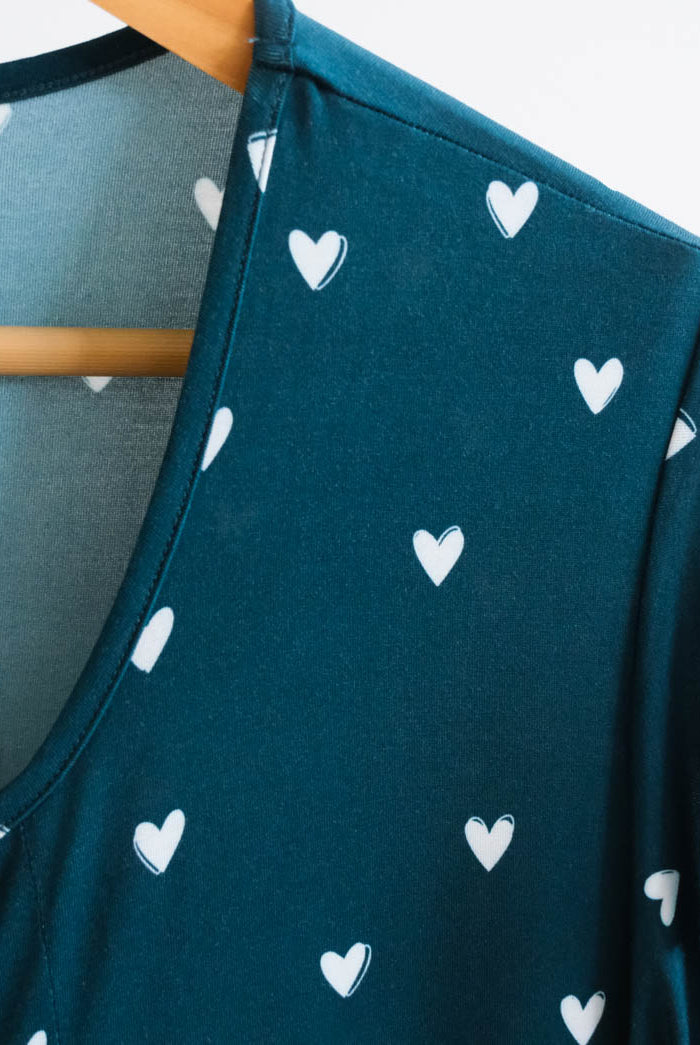 Georgia Rylan Sweetheart Slumber Nightgown flutter sleeve detail — Cloud Nine Pajamas