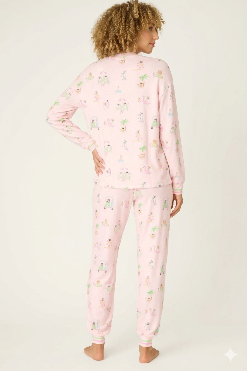 Pupcation Palms Sunnies & Sunshine Dog Print Jogger Set