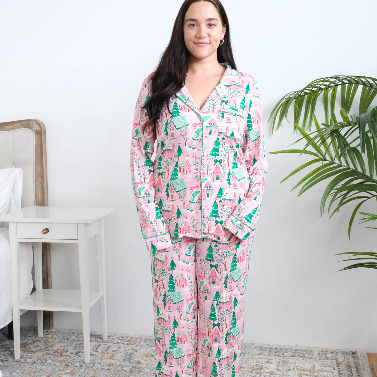 Georgia Rylan Sugar Plum Dreams Bamboo PJ Set full length untucked — Cloud Nine Pajamas Edmonton