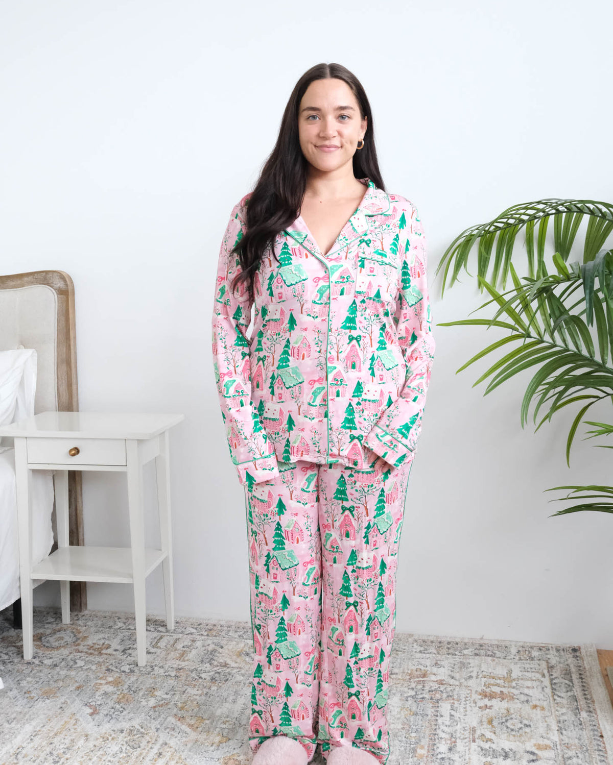 Georgia Rylan Sugar Plum Dreams Bamboo PJ Set full length untucked — Cloud Nine Pajamas Edmonton