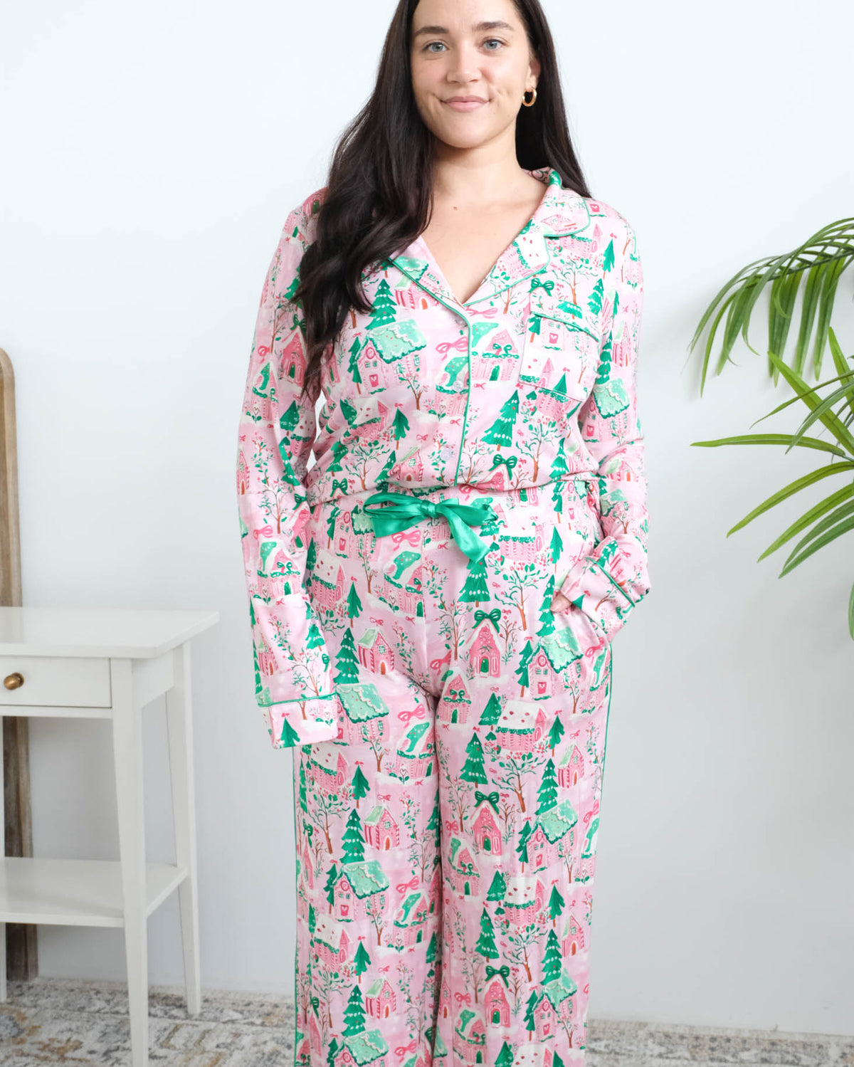 Georgia Rylan Sugar Plum Dreams Bamboo PJ Set full length tucked — Cloud Nine Pajamas Edmonton