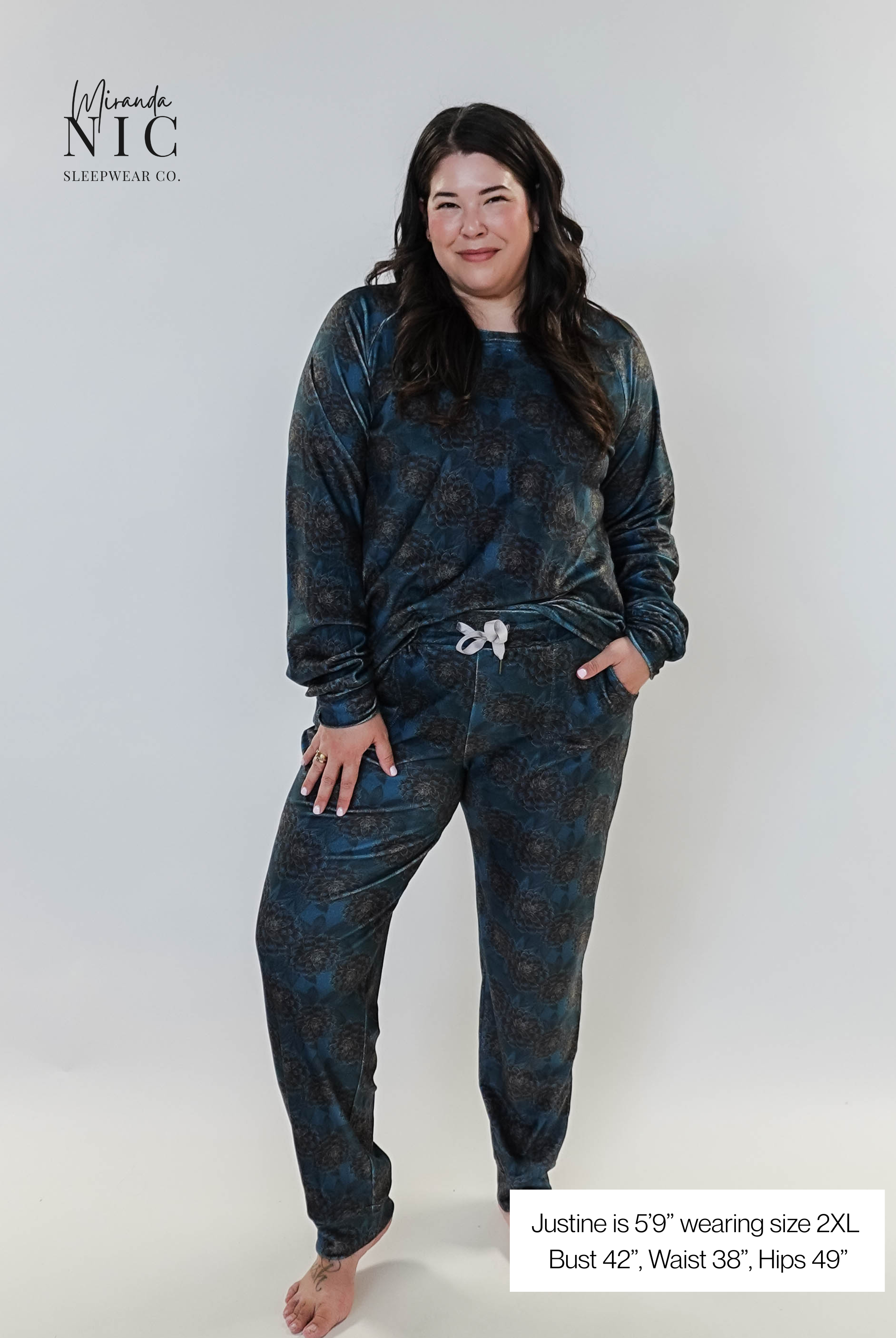 Golden Dahlias Long Sleeve Jogger Velour Lounge Set miranda nic