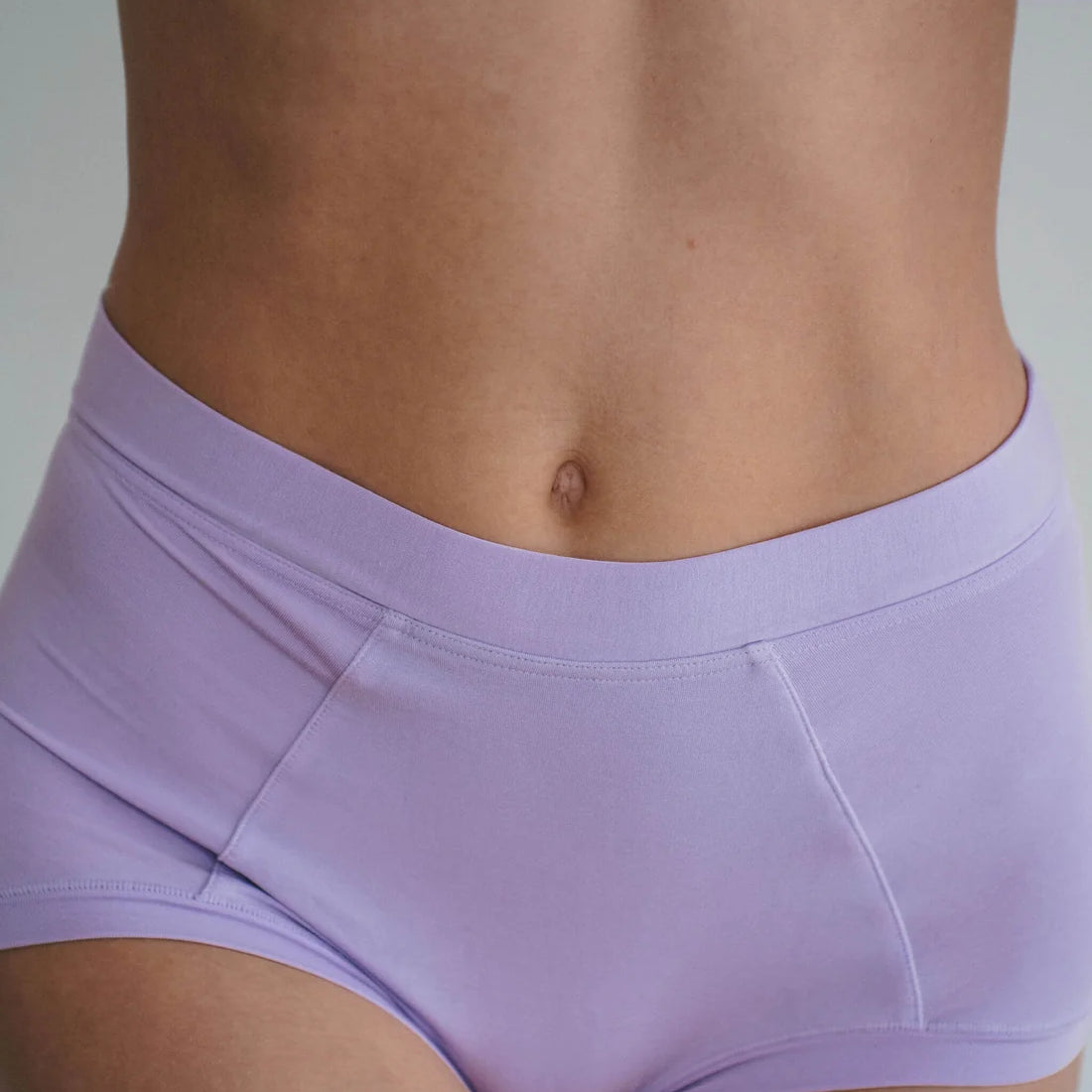 HUHA Mineral Brief lilac TENCEL Modal lifestyle on model front view — Cloud Nine Pajamas Edmonton