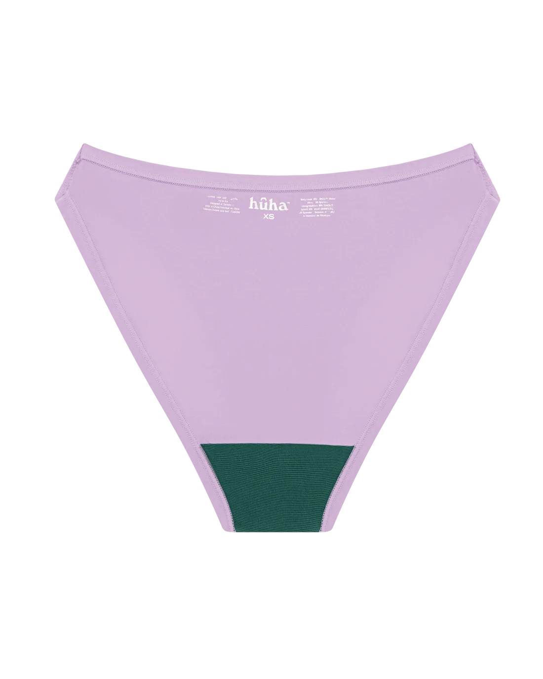 INSIDE OUT BACK VIEW Showing gusset HUHA Mineral High Rise Bikini Lilac product flat lay — Cloud Nine Pajamas Edmonton