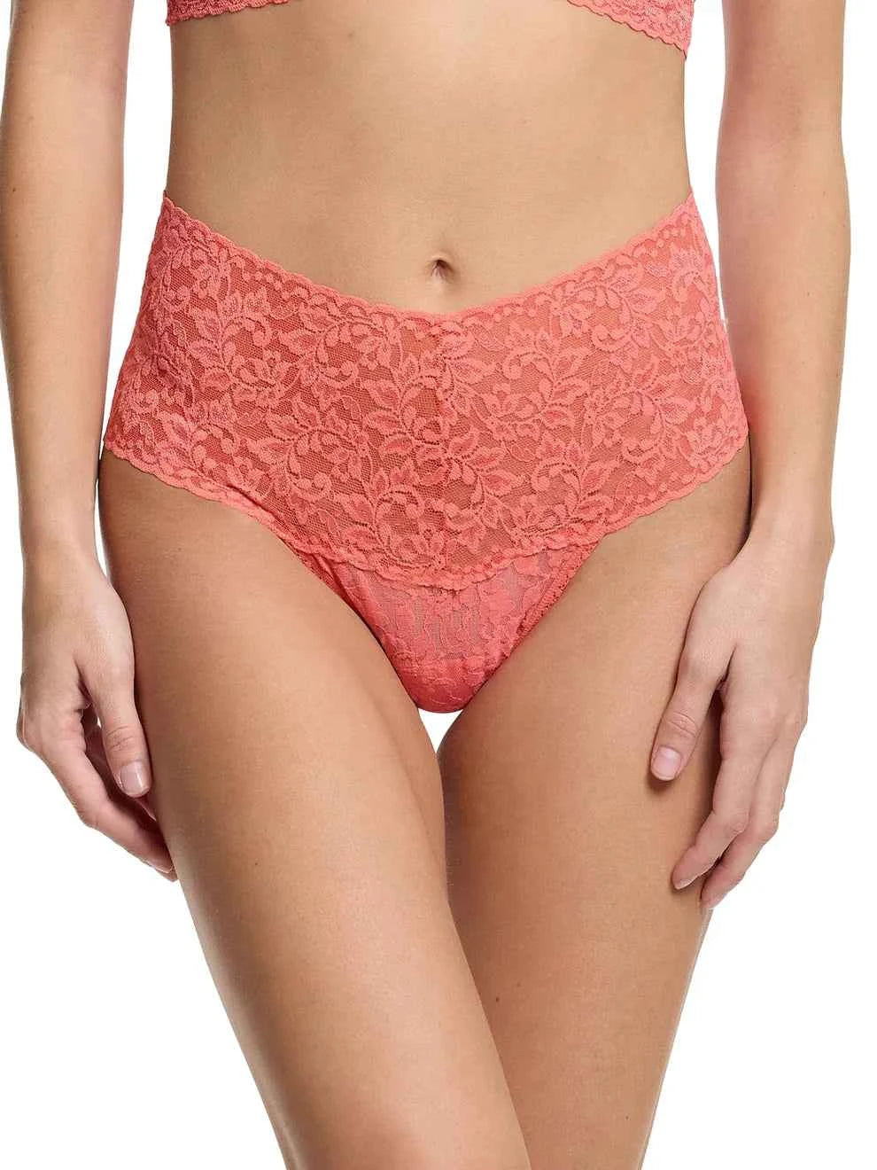 Hanky Panky Women's Signature Stretch Lace High-Waisted Retro Thong One Size Fits Most