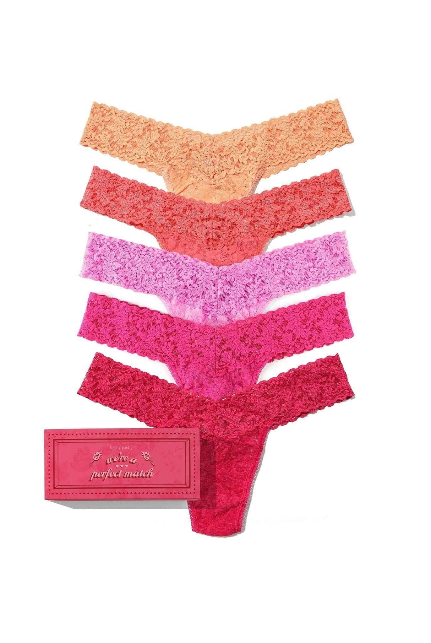 hanky panky lace thong 5 pack for valentines day in matchbox gift package
