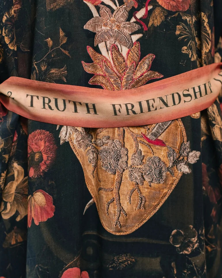 Market of Stars Heart of Gold Opera Duster Victorian banner friendship love truth detail — Cloud Nine Pajamas