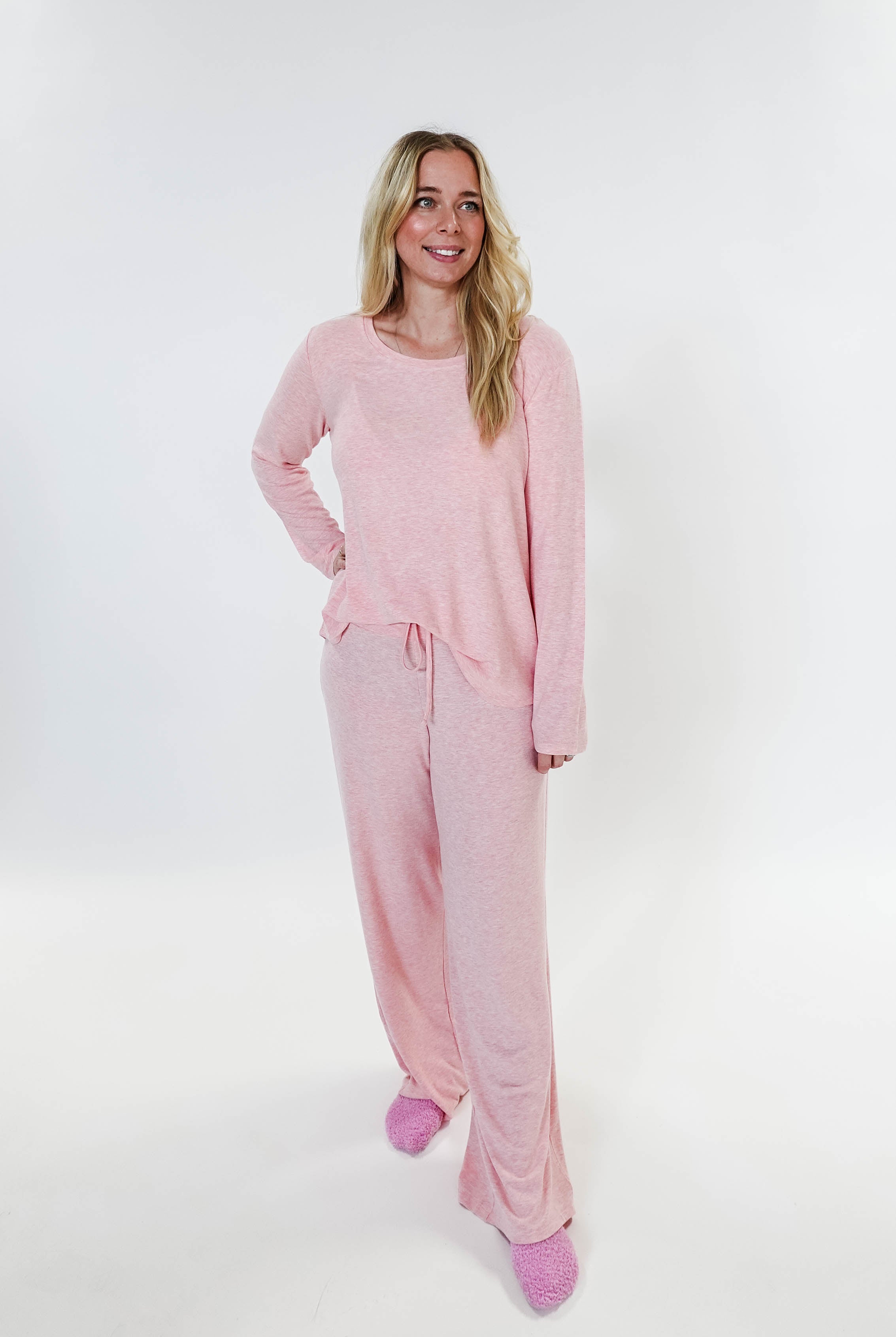 women's light pink loungewear set straight pant Miranda Nic