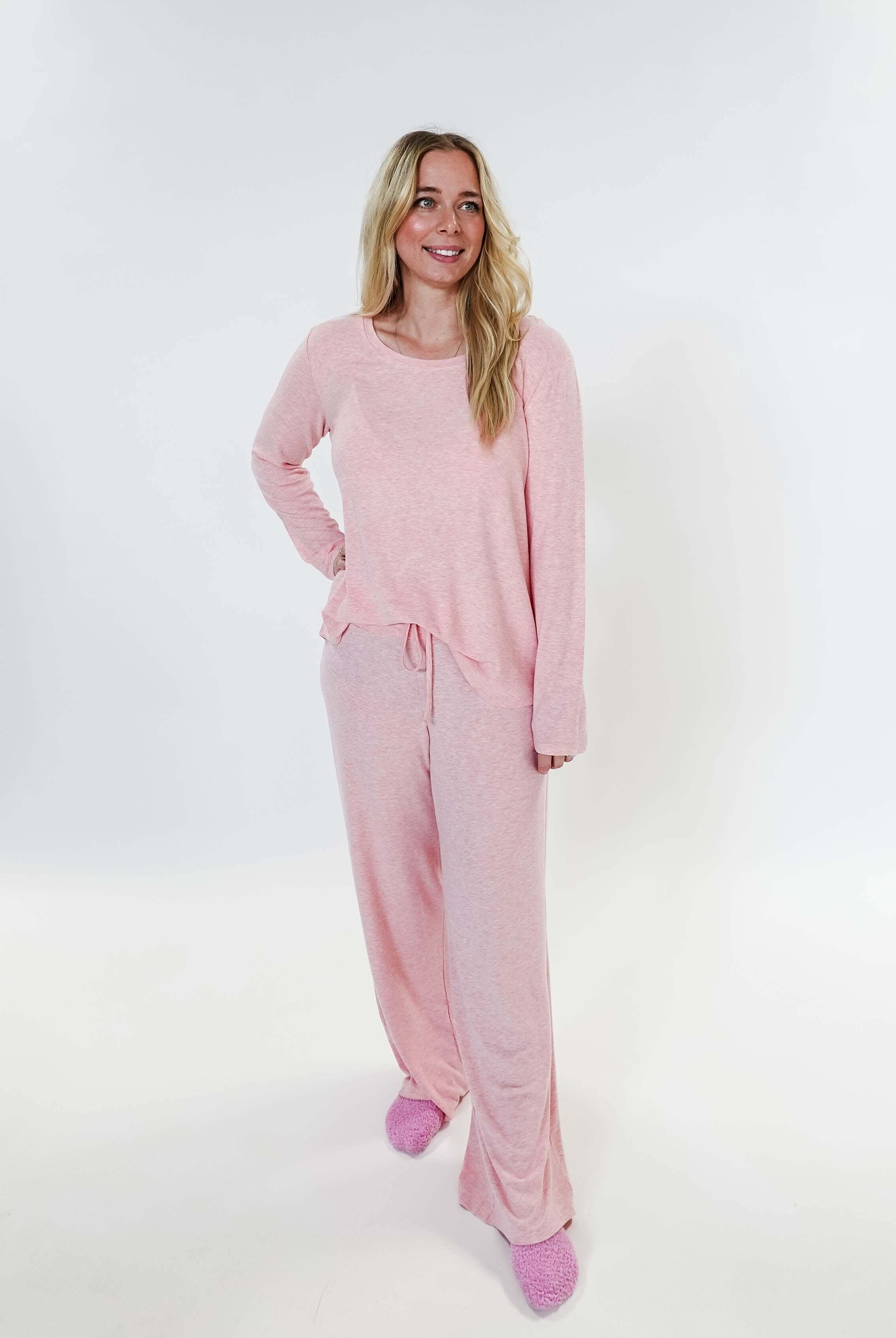women's light pink loungewear set straight pant Miranda Nic