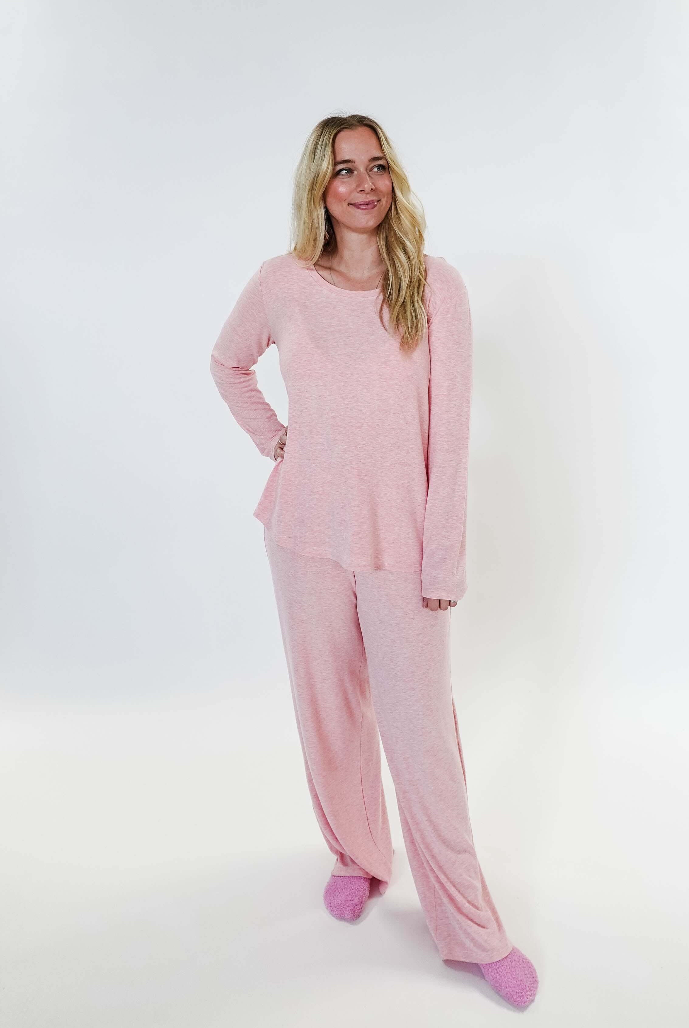 women's light pink loungewear set straight pant Miranda Nic