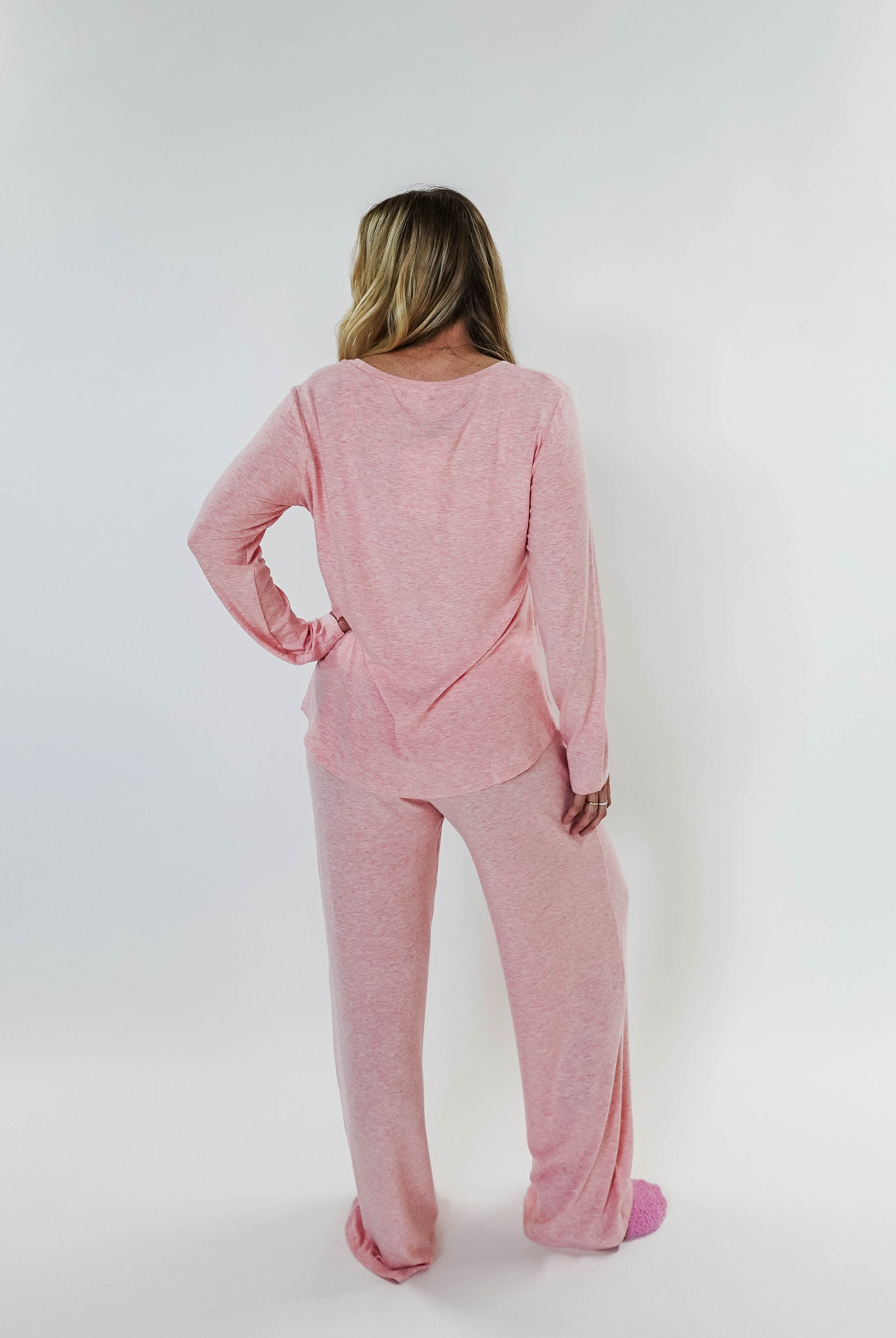 women's light pink loungewear set straight pant Miranda Nic