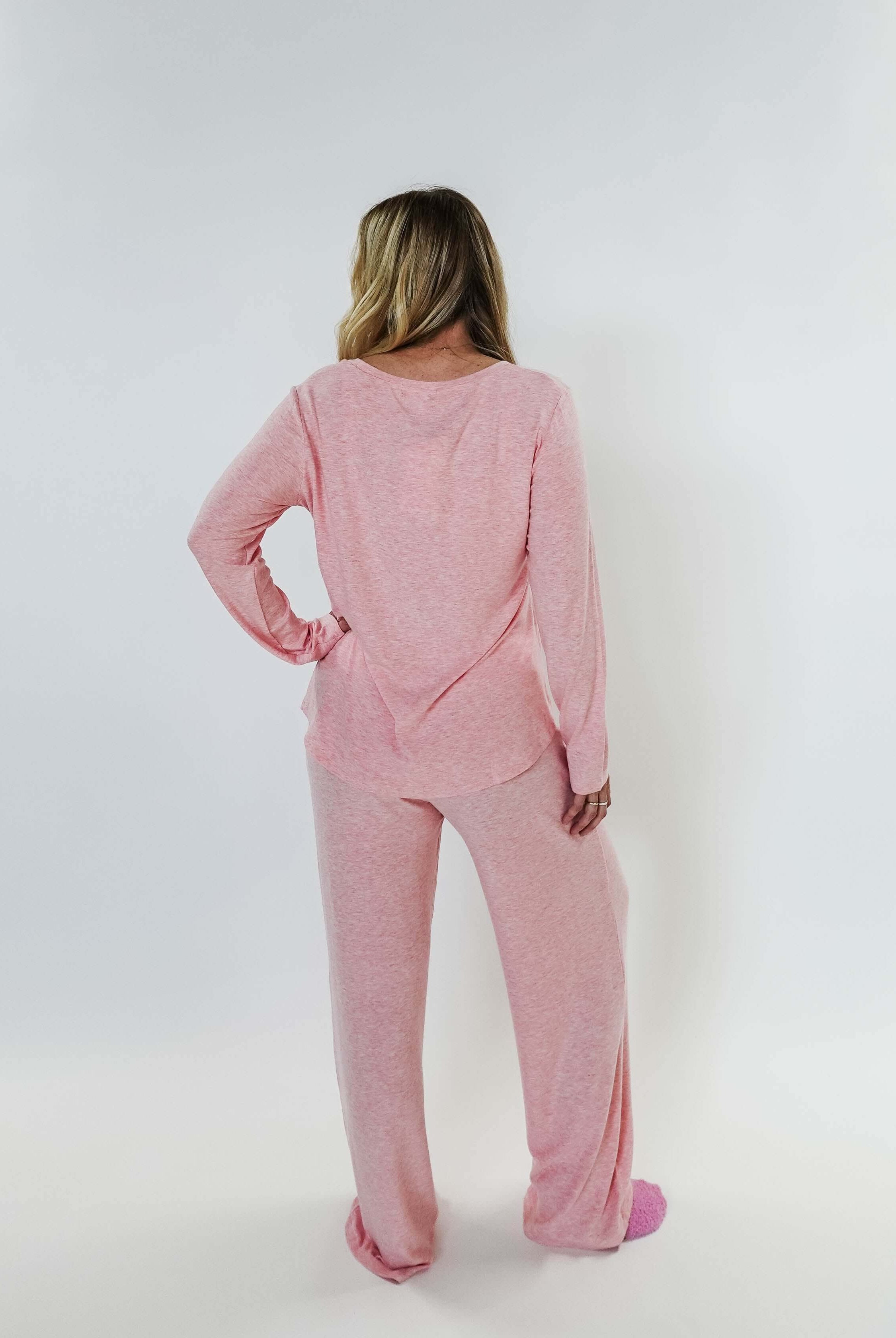 women's light pink loungewear set straight pant Miranda Nic