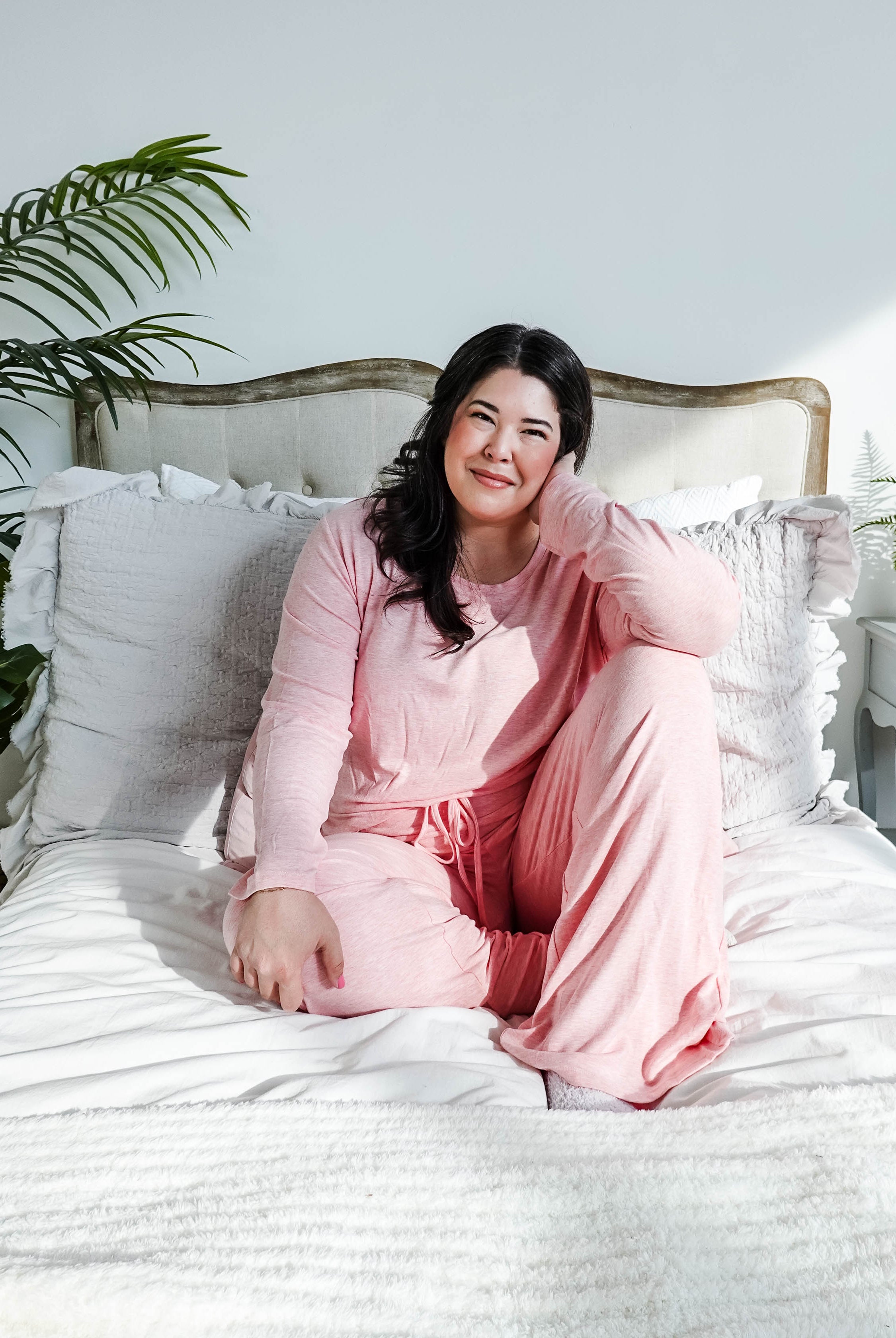 women's light pink loungewear set straight pant Miranda Nic