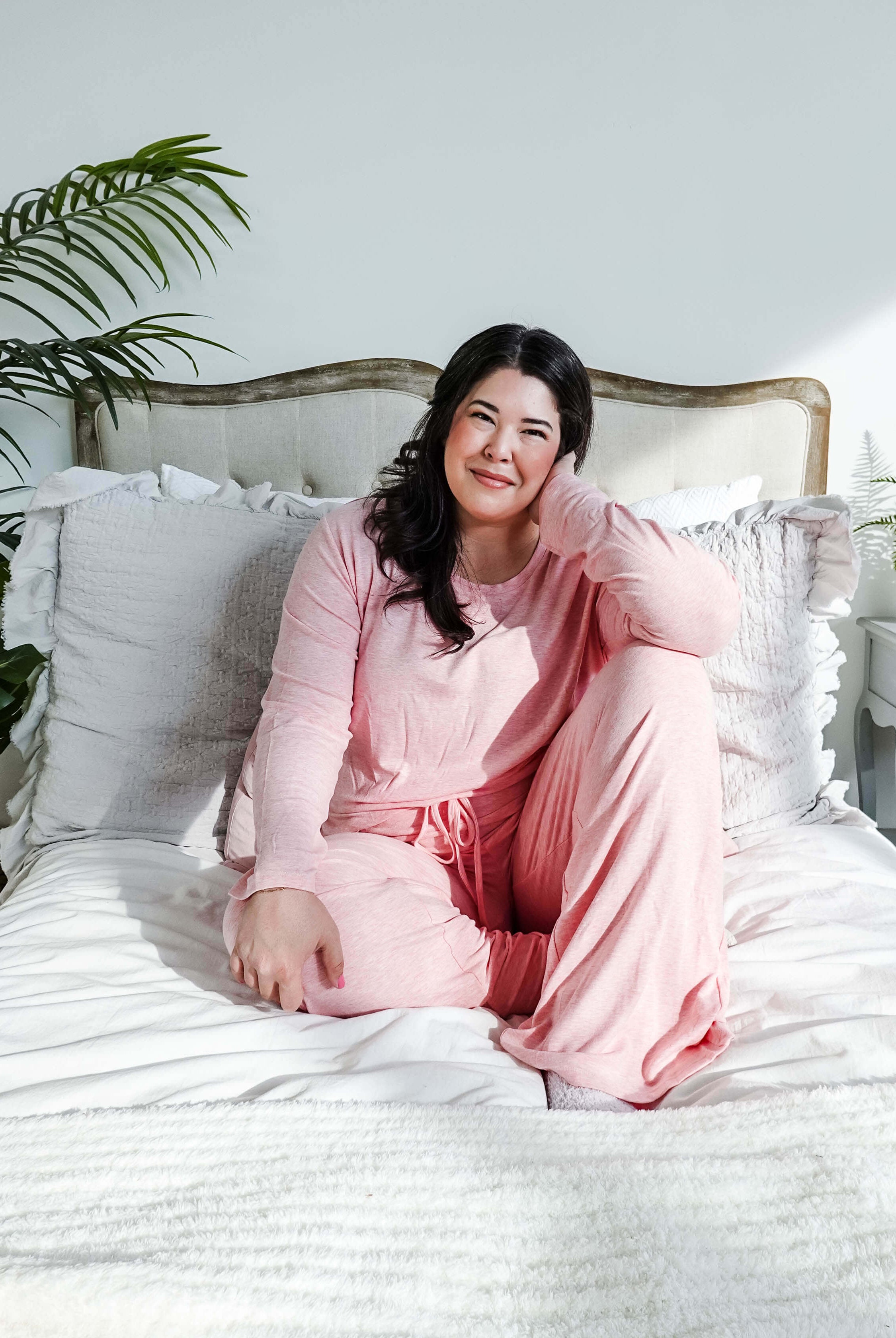 women's light pink loungewear set straight pant Miranda Nic