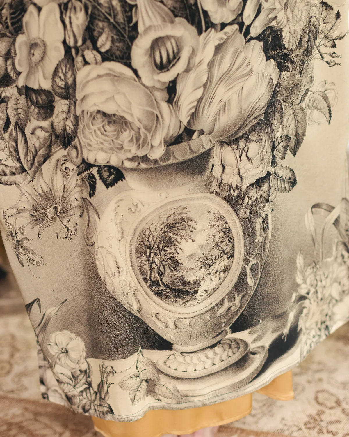 Market of Stars Honey and The Moon Opera Duster 19th century botanical print detail — Cloud Nine Pajamas