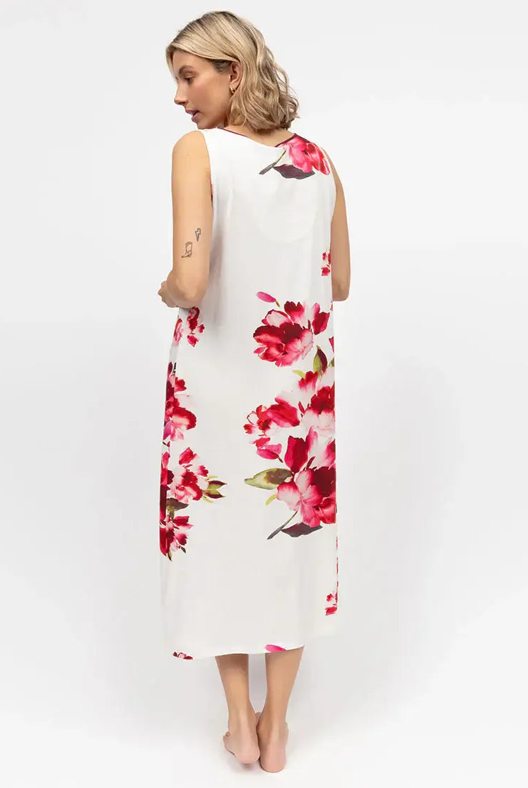 women's long floral elegant nightgown in cotton modal by cyberjammies