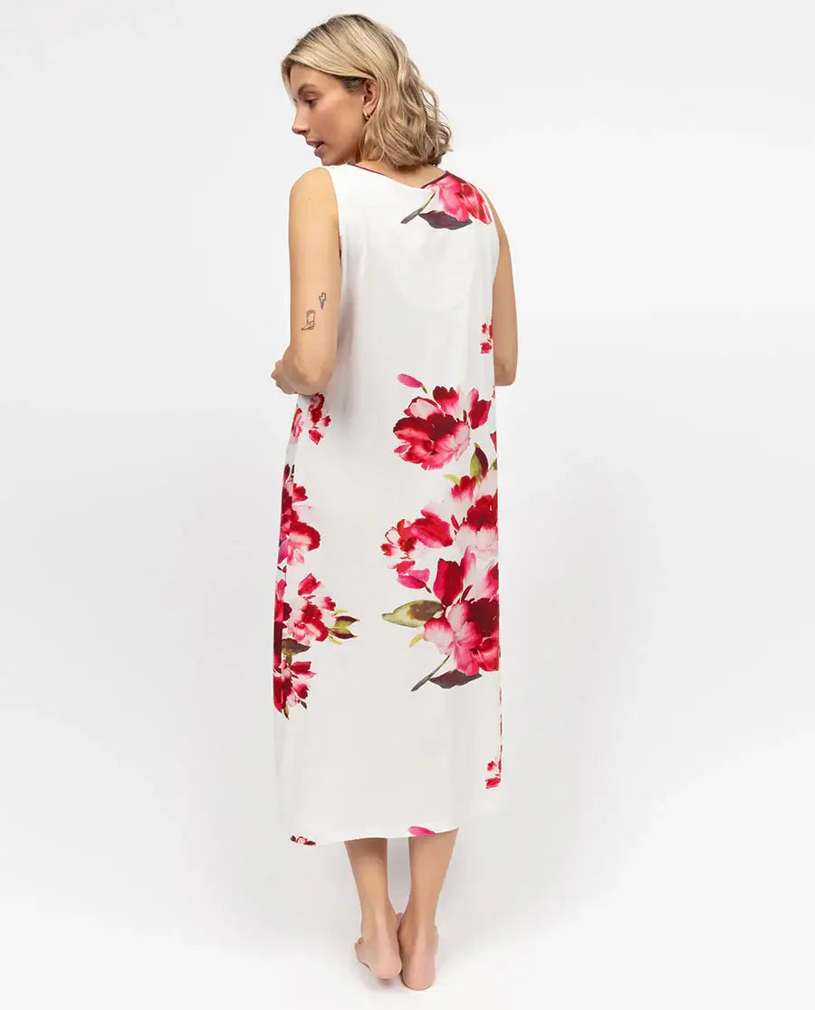 women's long floral elegant nightgown in cotton modal by cyberjammies